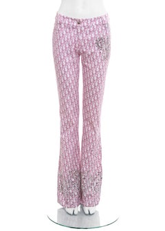 Christian Dior by John Galliano baby pink monogram embellished pants, ss  2004 at 1stDibs | pink dior pants, dior monogram pants, dior pants pink