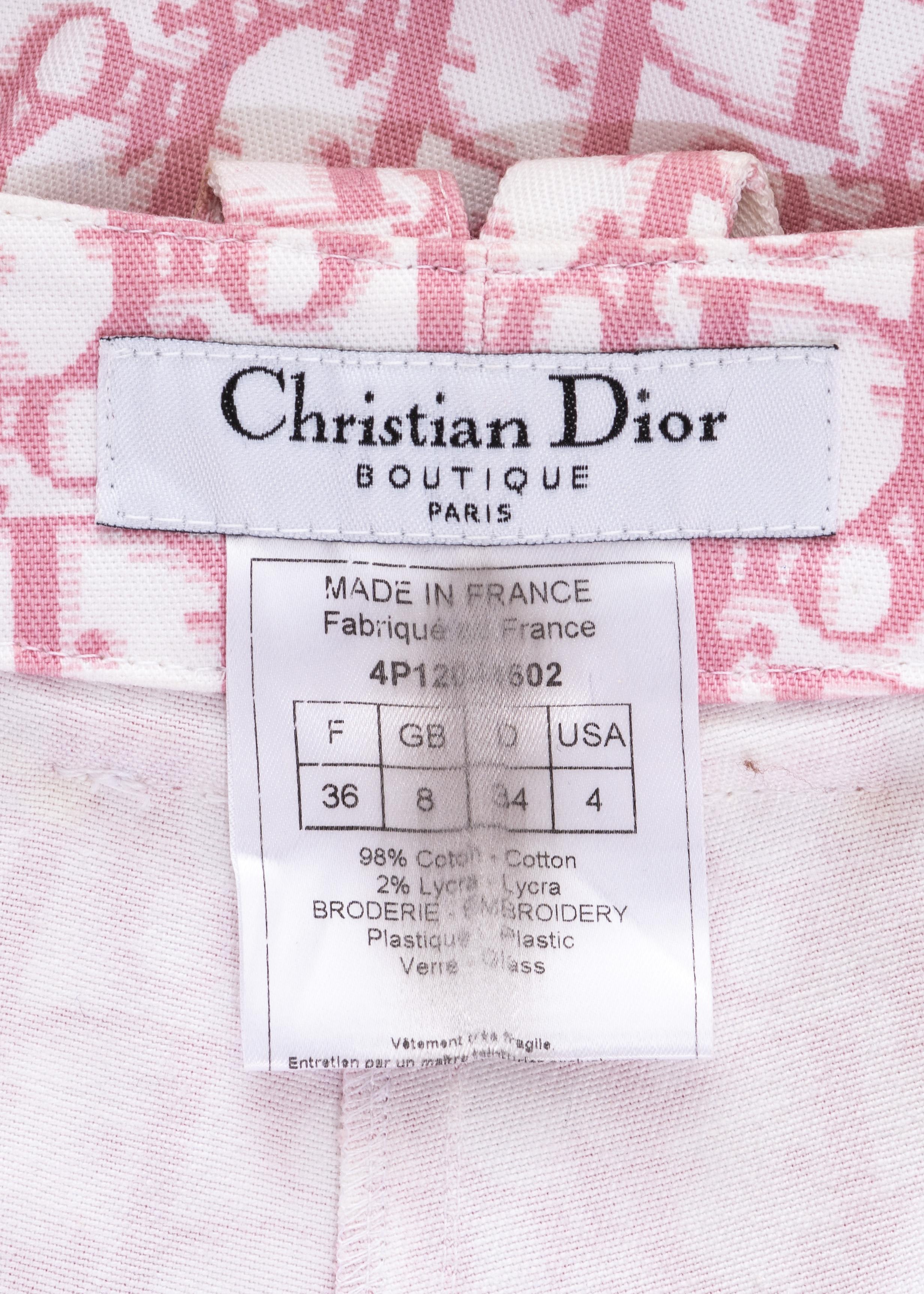 Christian Dior by John Galliano baby pink monogram embellished pants ...