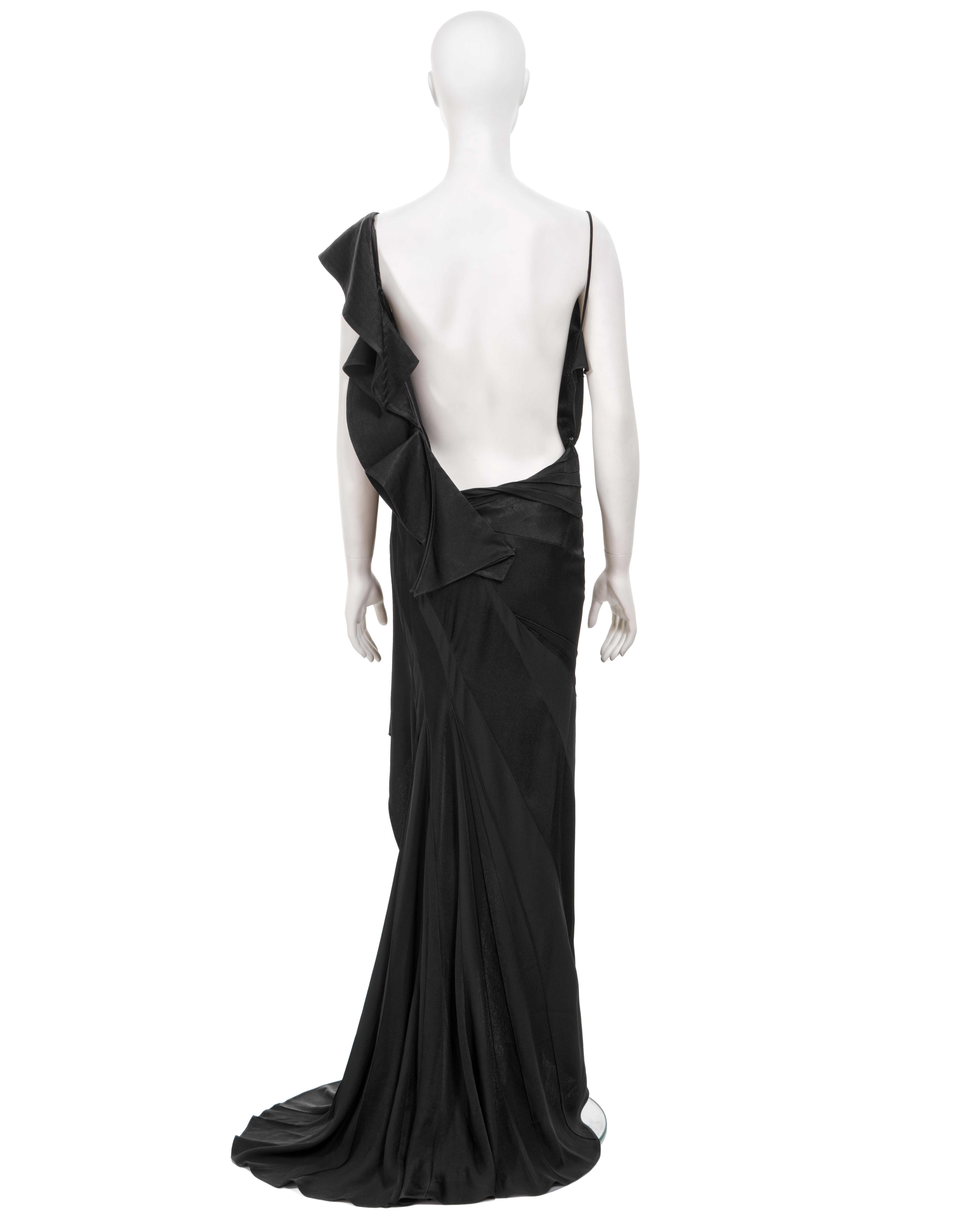 Christian Dior by John Galliano black bias-cut satin evening dress, fw 2000 For Sale 8