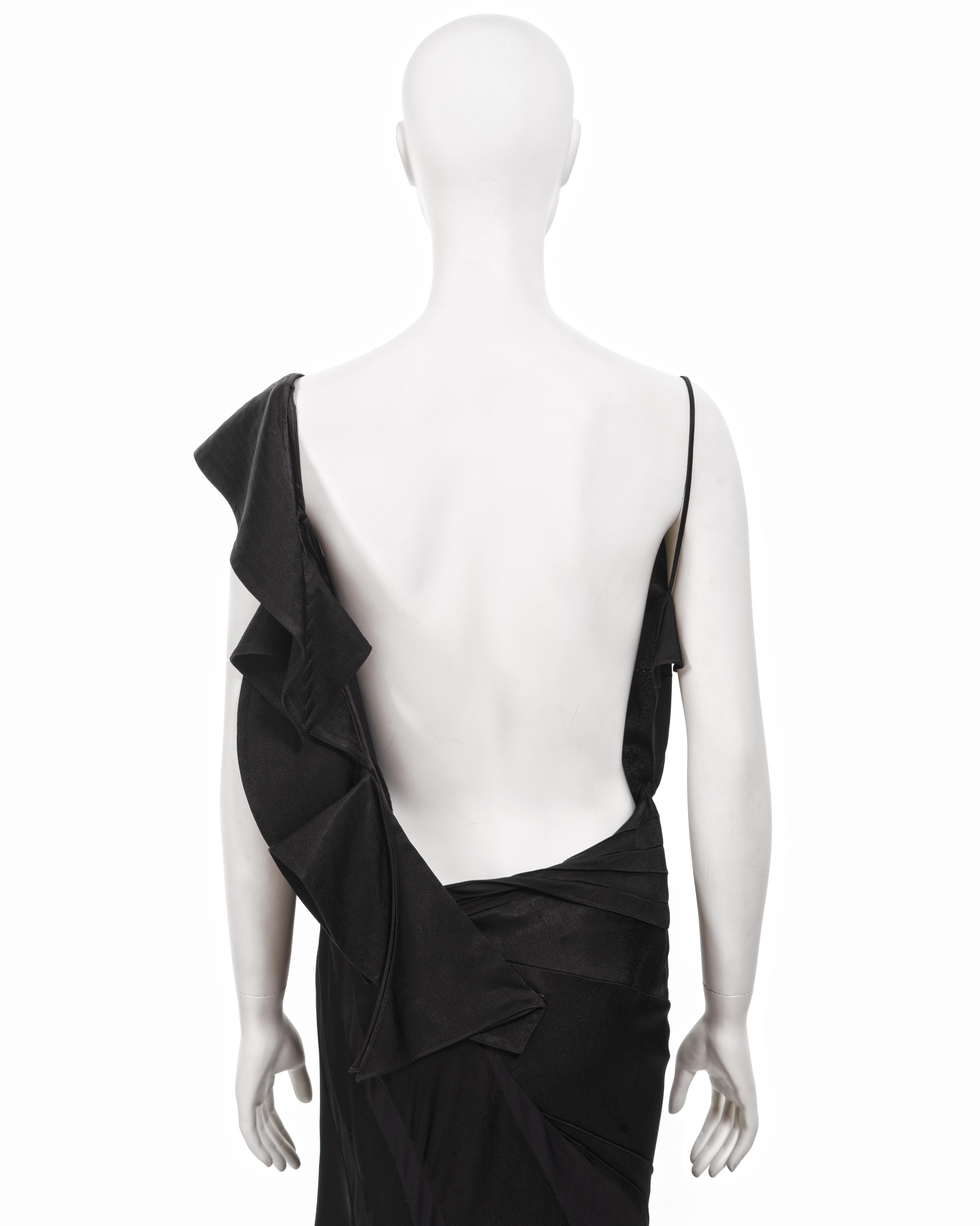 Christian Dior by John Galliano black bias-cut satin evening dress, fw 2000 For Sale 9