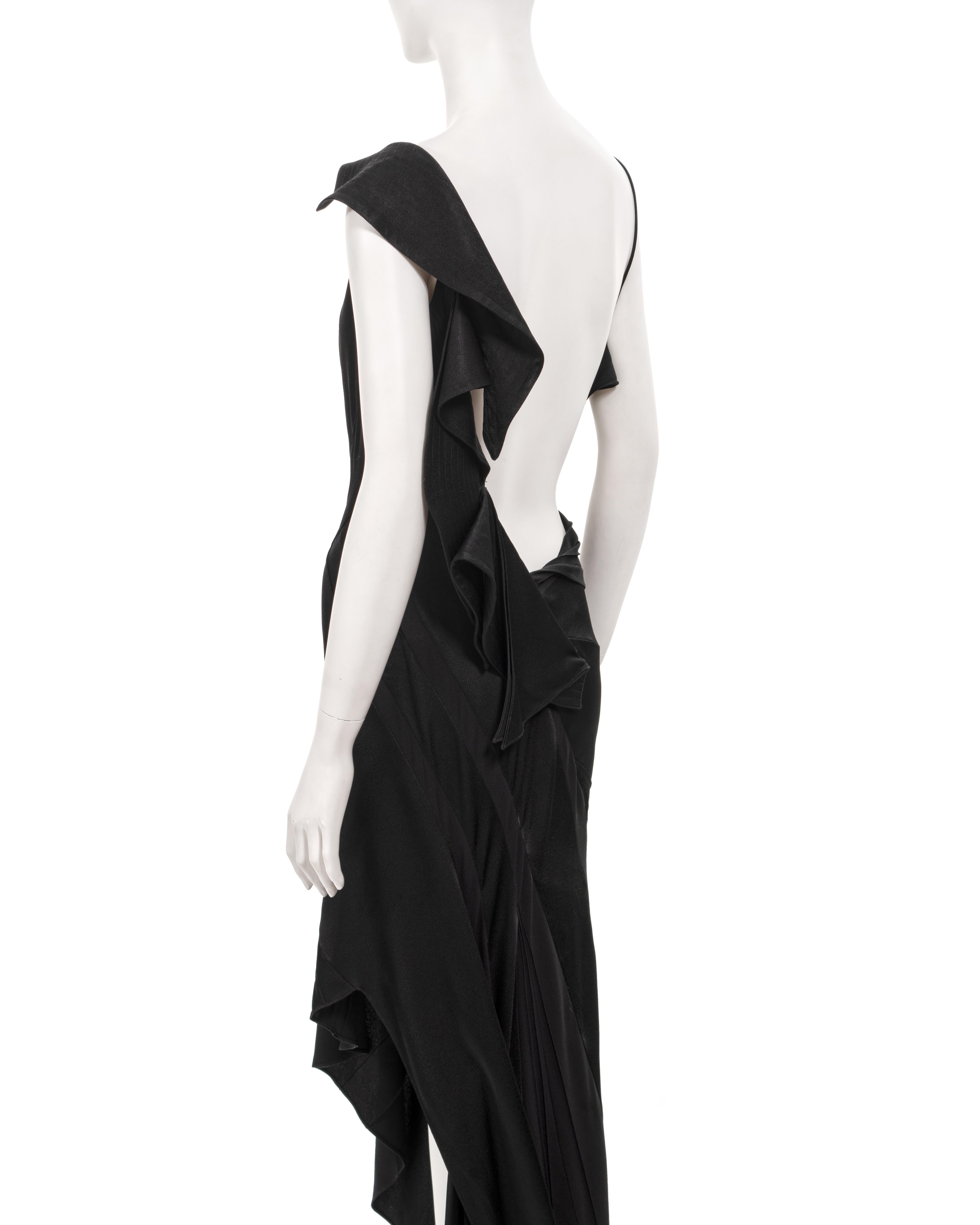 Christian Dior by John Galliano black bias-cut satin evening dress, fw 2000 For Sale 11