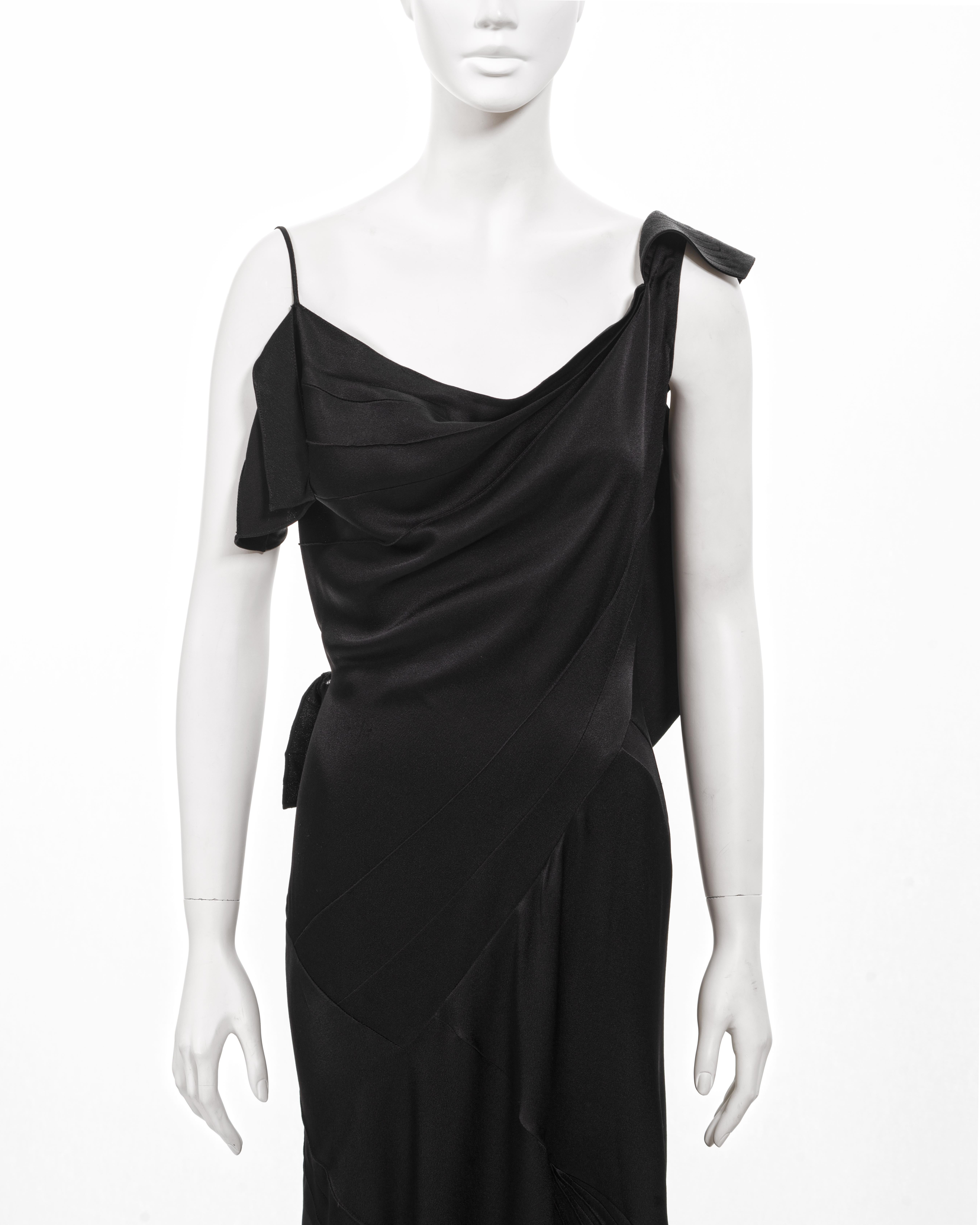 Christian Dior by John Galliano black bias-cut satin evening dress, fw 2000 In Excellent Condition For Sale In London, GB