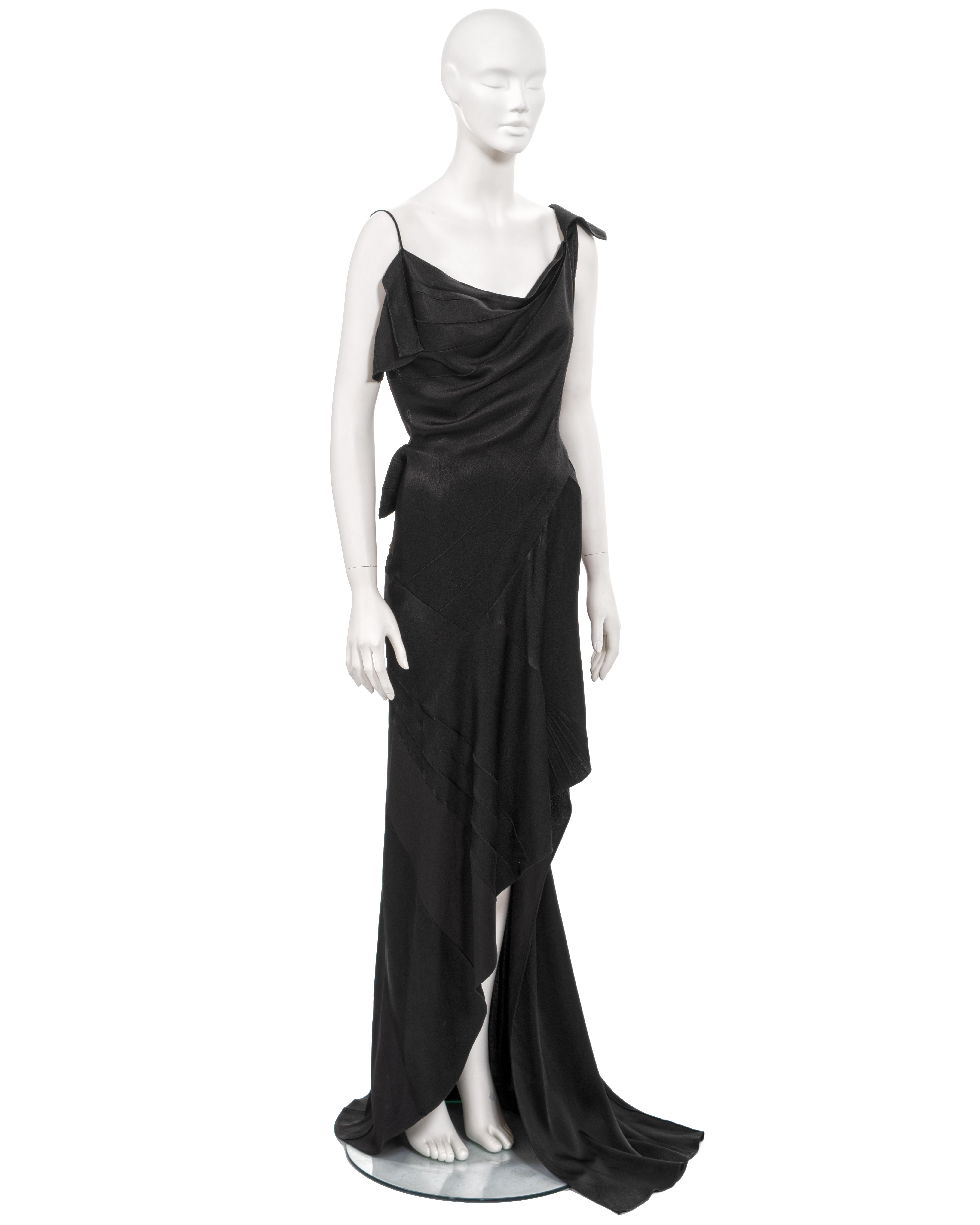 Christian Dior by John Galliano black bias-cut satin evening dress, fw 2000 For Sale 1