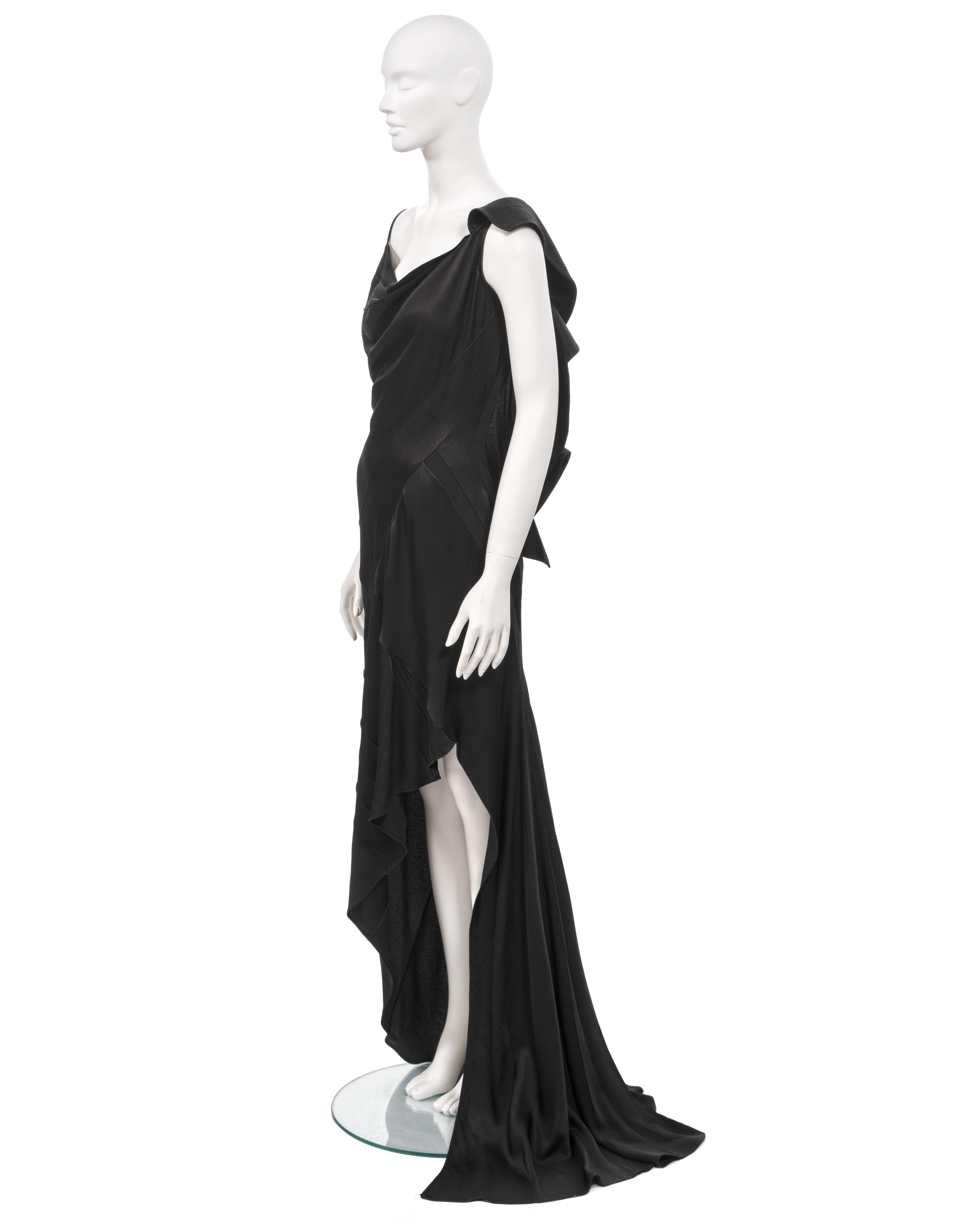 Christian Dior by John Galliano black bias-cut satin evening dress, fw 2000 For Sale 4