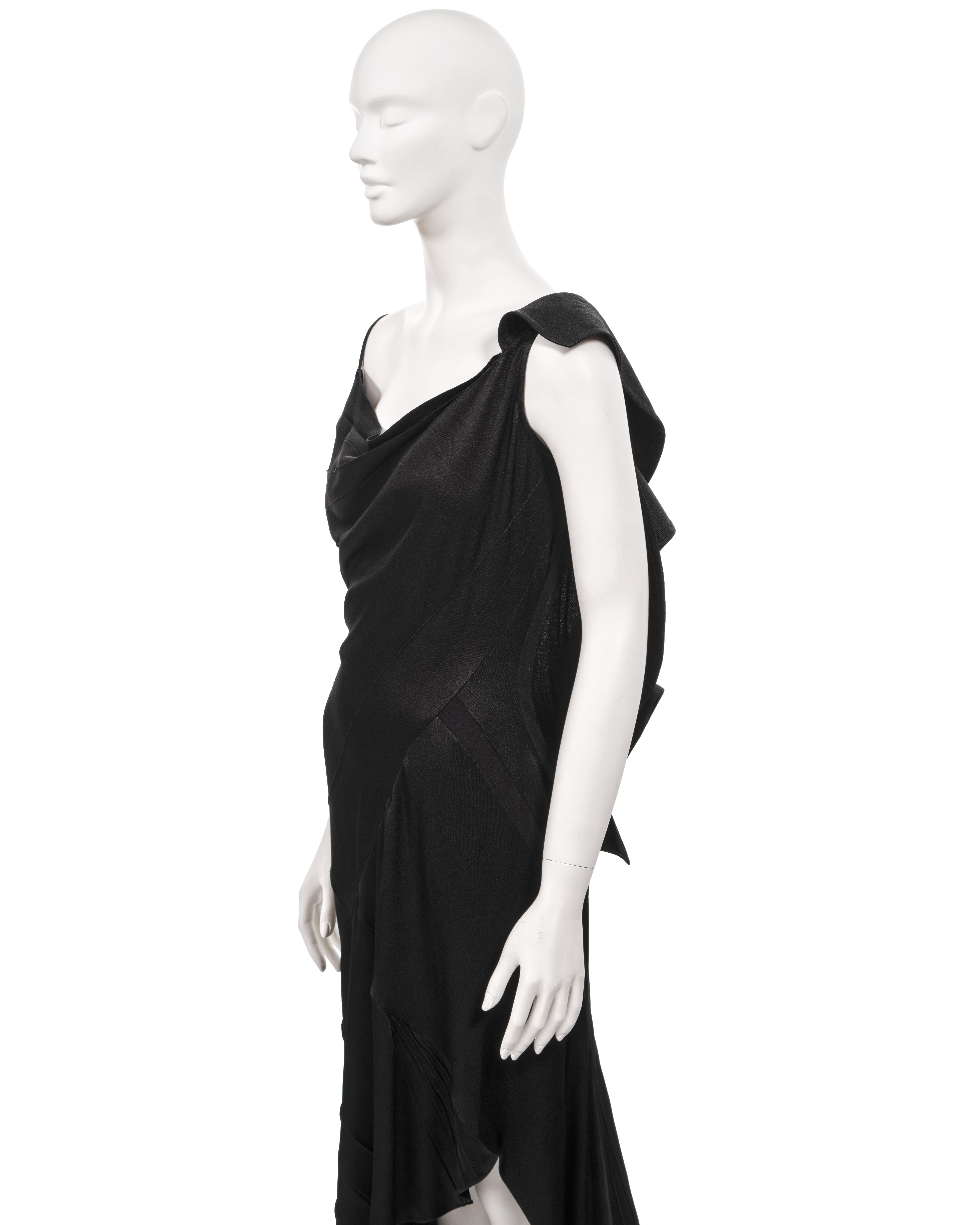 Christian Dior by John Galliano black bias-cut satin evening dress, fw 2000 For Sale 5