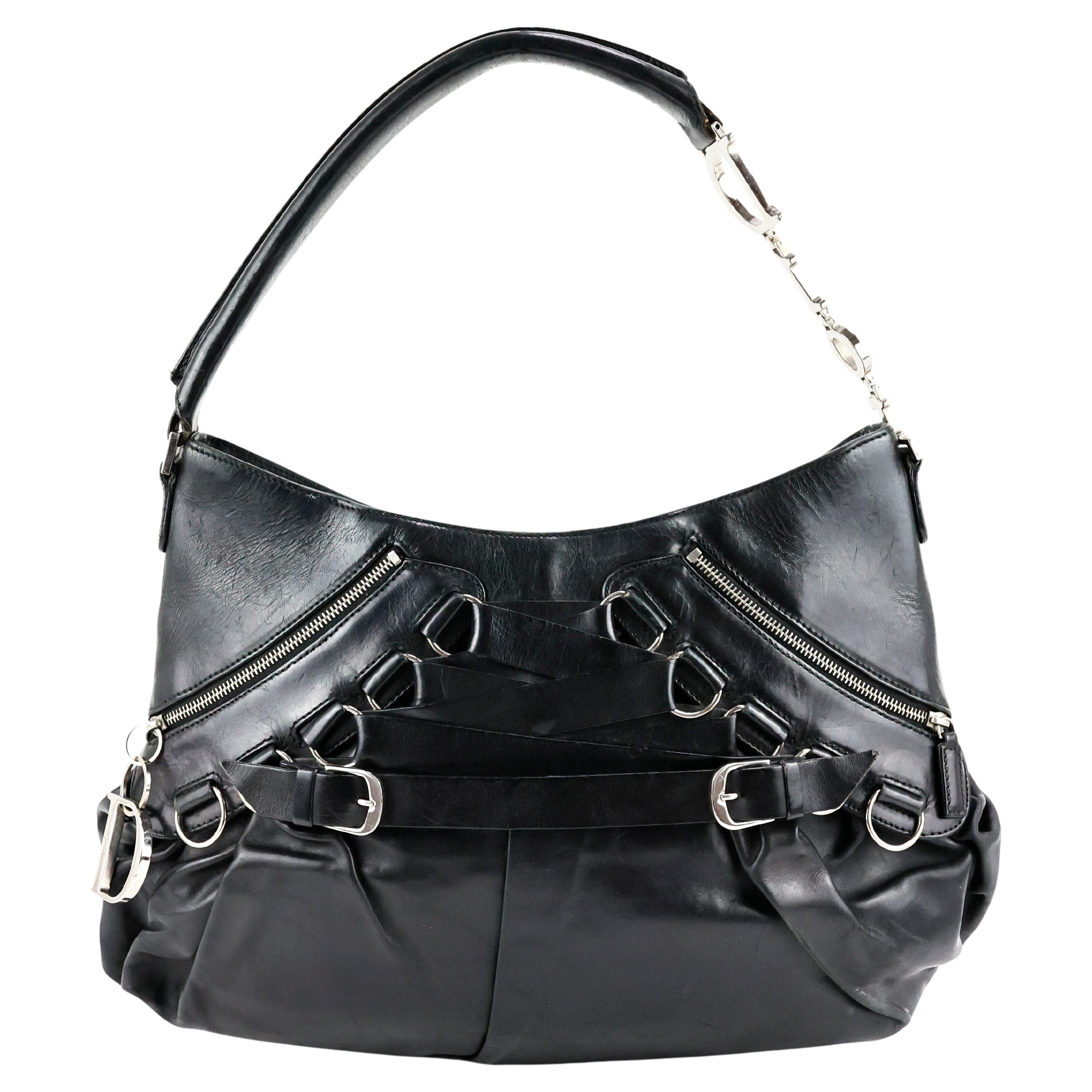Christian Dior by John Galliano ballet / corset bag in black leather  For Sale