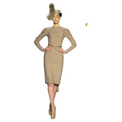 Christian Dior by John Galliano Batteau Neck Long Sleeve Bustle Dress