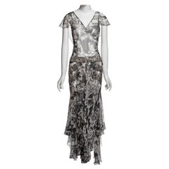 Christian Galliano for Christian Dior, abito in seta con stampa di perline e carte da gioco, FW 2001