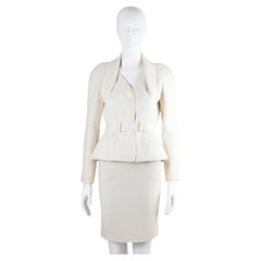 Christian Dior by John Galliano Belted Ivory Skirt Suit Spring/Summer 2005