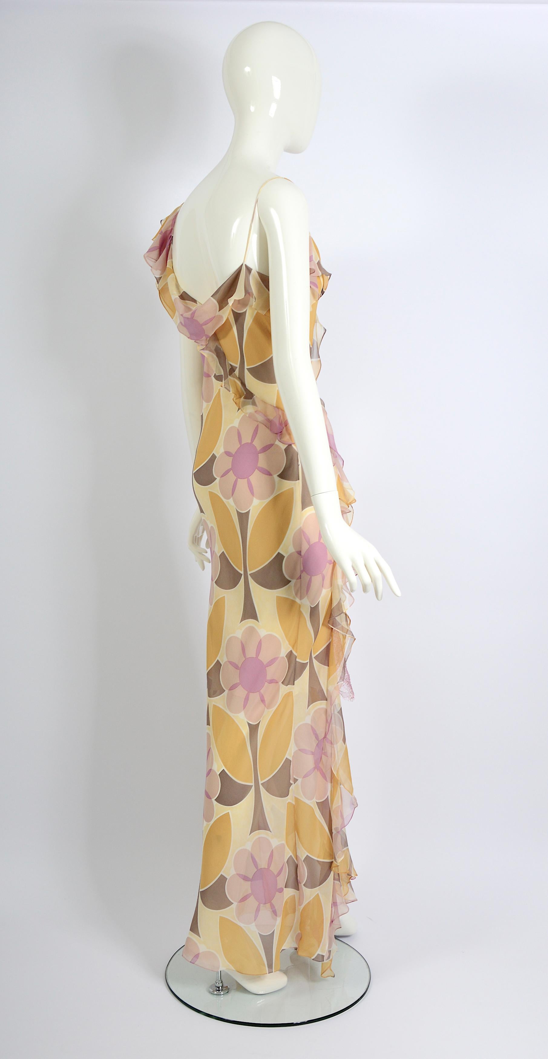 Christian Dior by John Galliano Bias Cut Chiffon Flower Print Dress, ss 2003 1