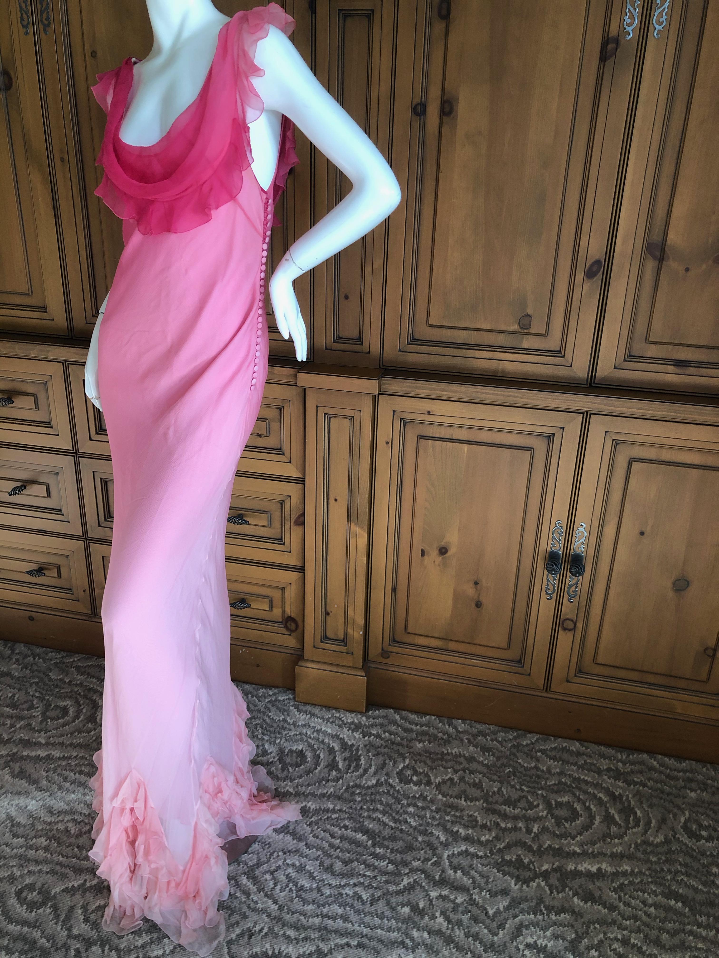 Women's Christian Dior by John Galliano Bias Cut Ombre Silk Evening Dress w Ruffled Hem For Sale