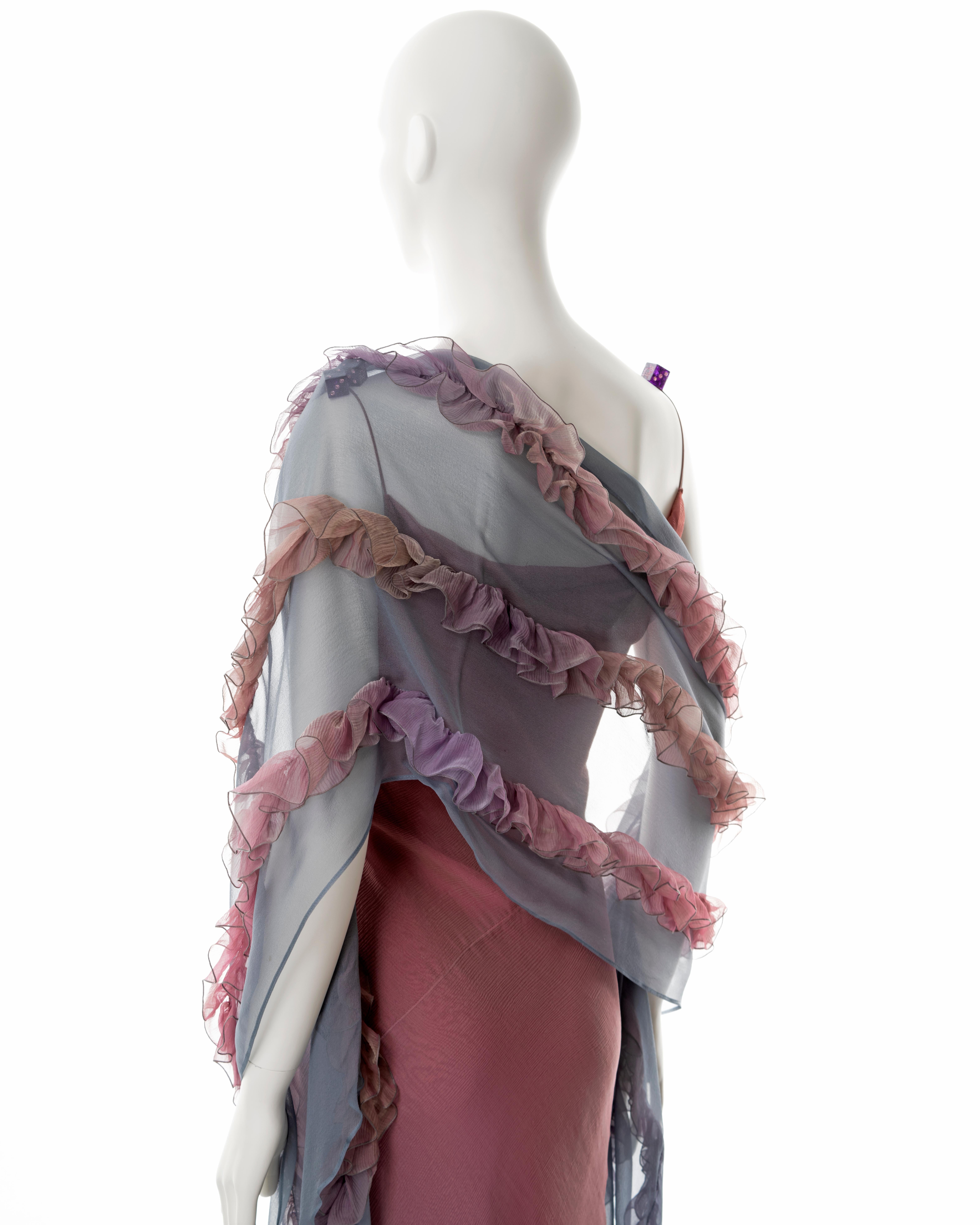 Christian Dior by John Galliano bias cut silk evening dress with shawl, fw 2004 8