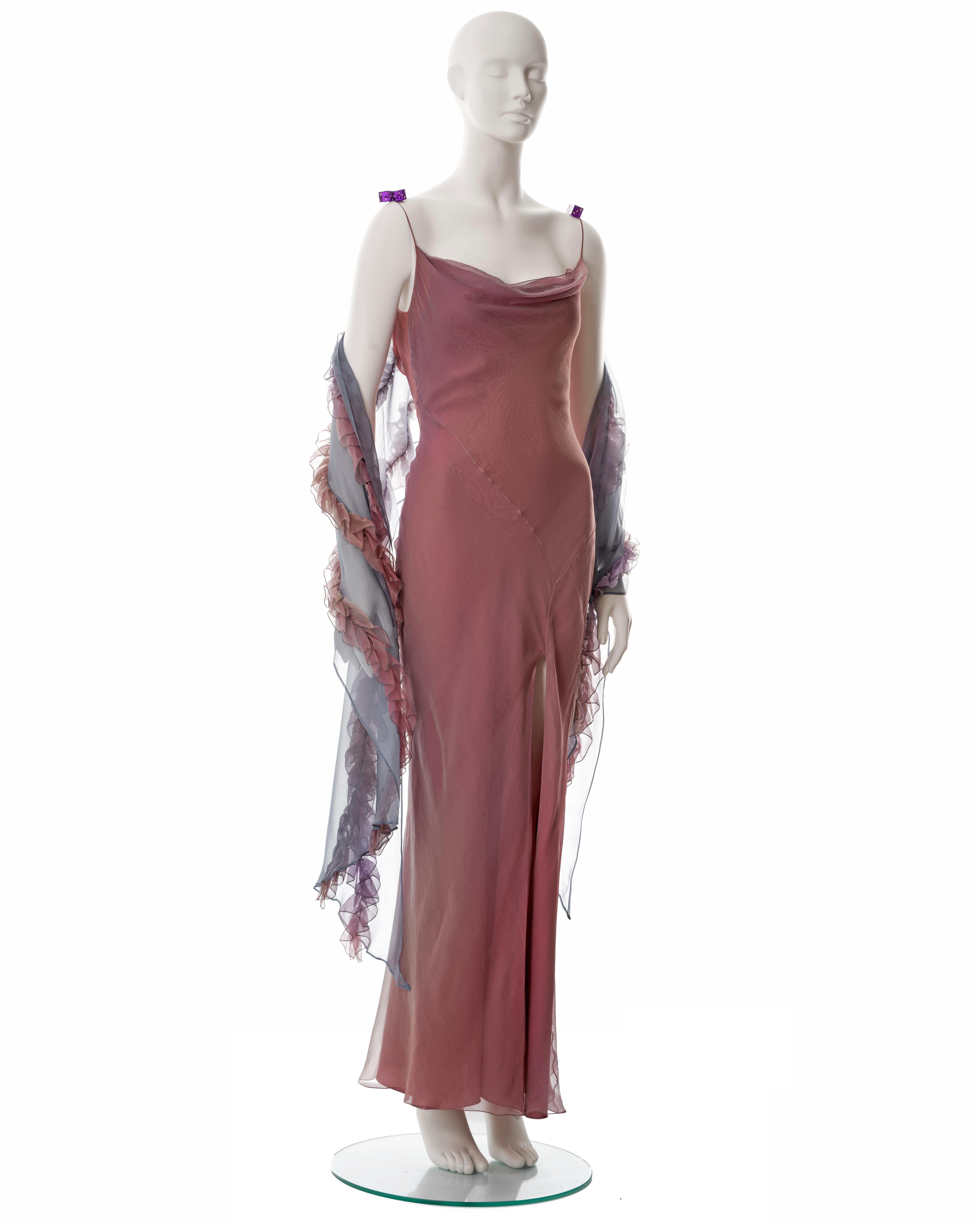 Christian Dior by John Galliano bias cut silk evening dress with shawl, fw 2004 1