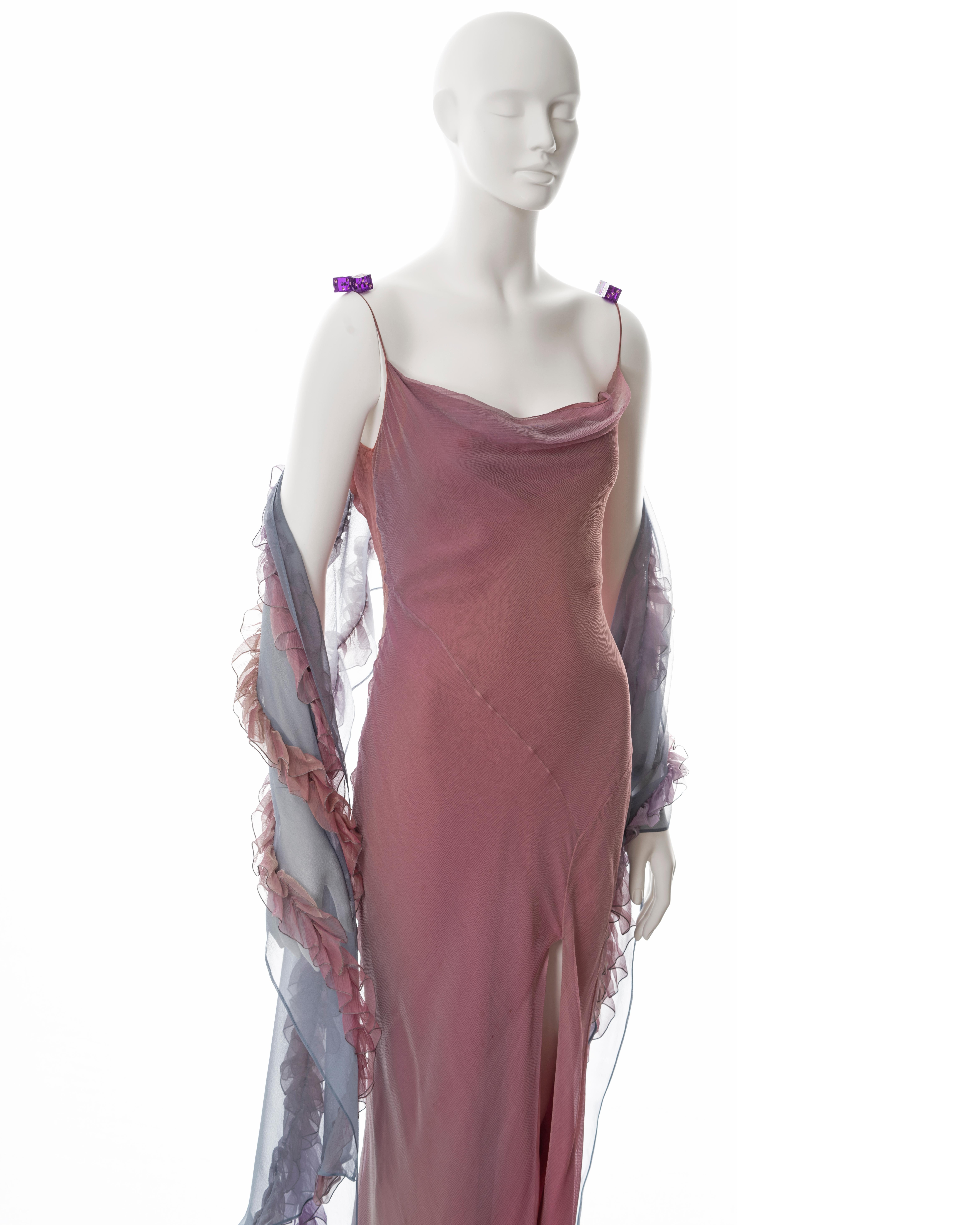 Christian Dior by John Galliano bias cut silk evening dress with shawl, fw 2004 2