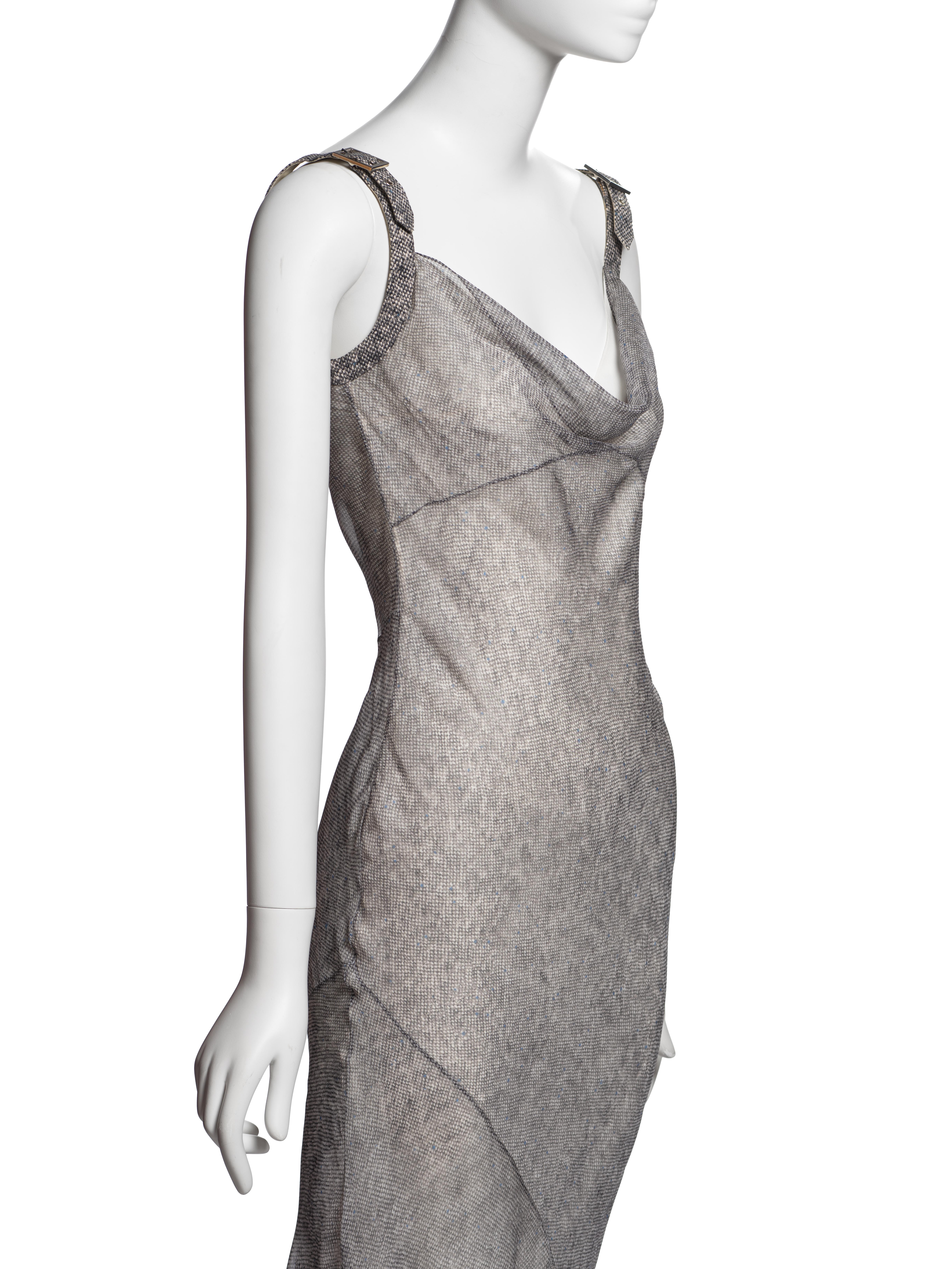 Christian Dior by John Galliano Schräggeschnittenes Seidenkleid mit Trompe-l'œil-Druck, SS 2001 im Angebot 1