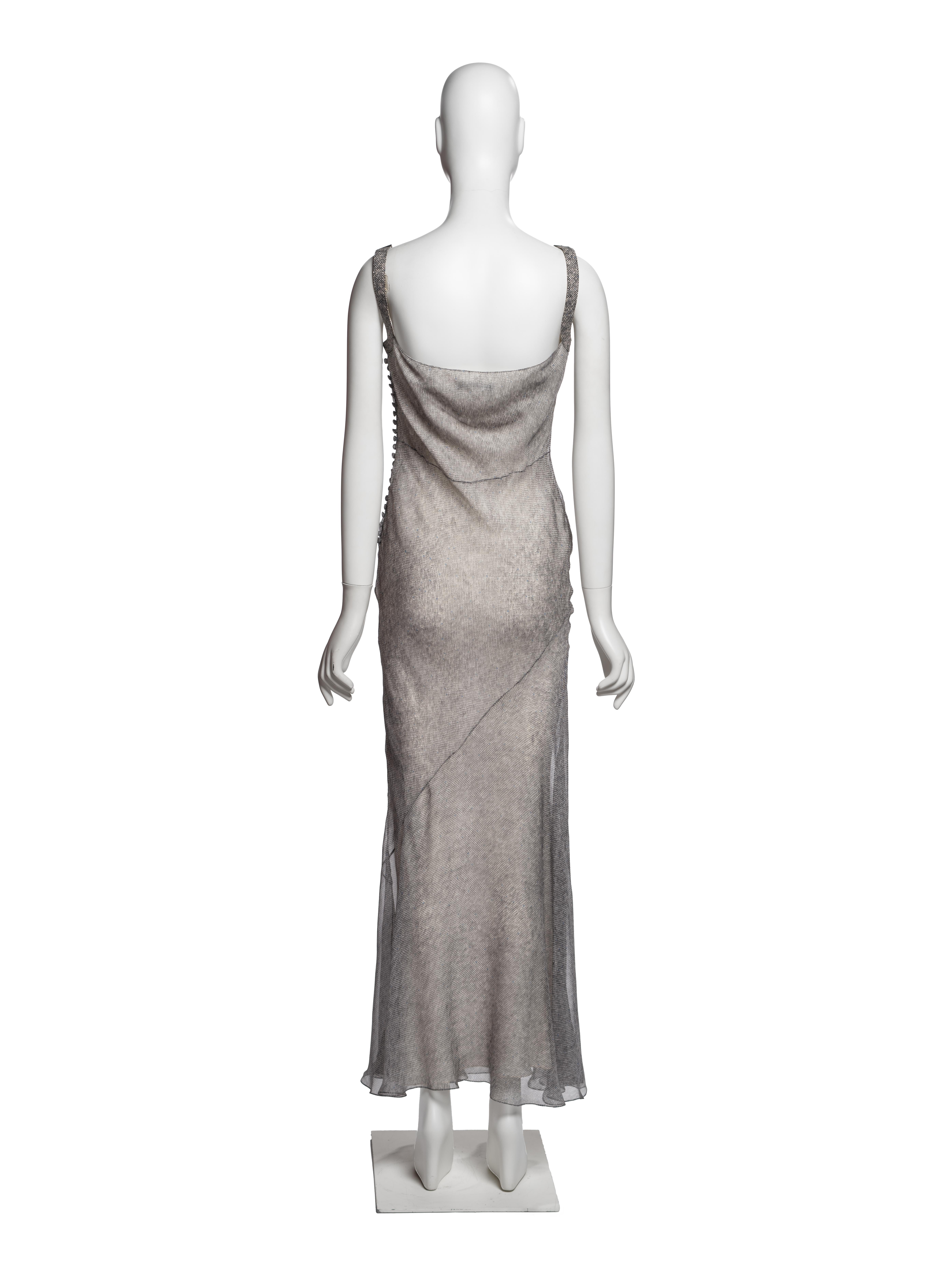 Christian Dior by John Galliano Schräggeschnittenes Seidenkleid mit Trompe-l'œil-Druck, SS 2001 im Angebot 2