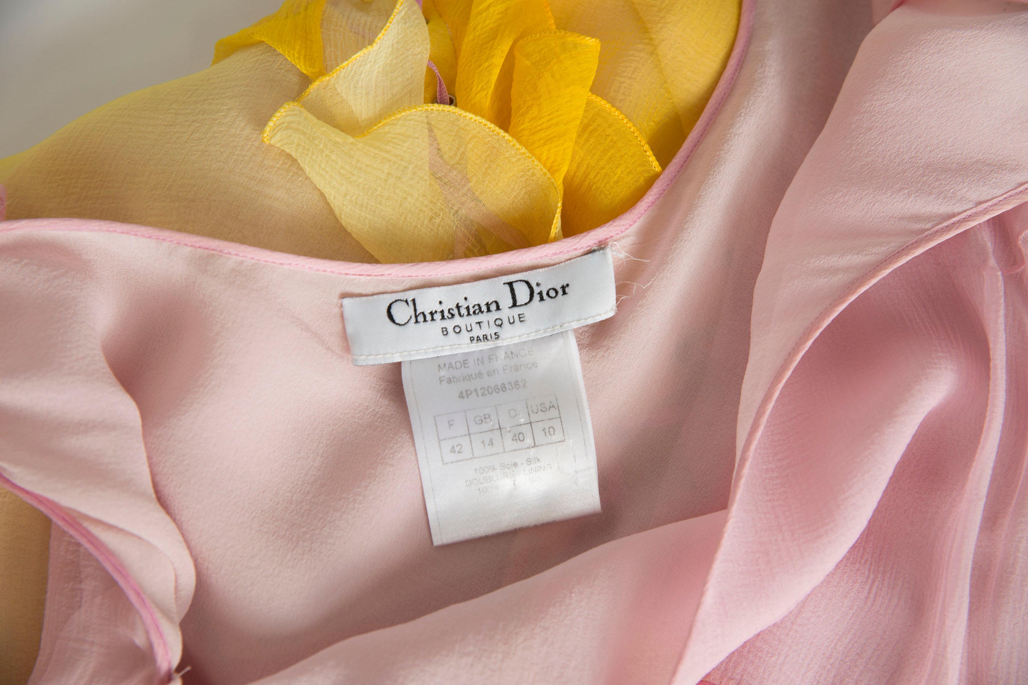 Christian Dior By John Galliano Bias Ruffled Silk Chiffon Ombré Dress, SS2004 13