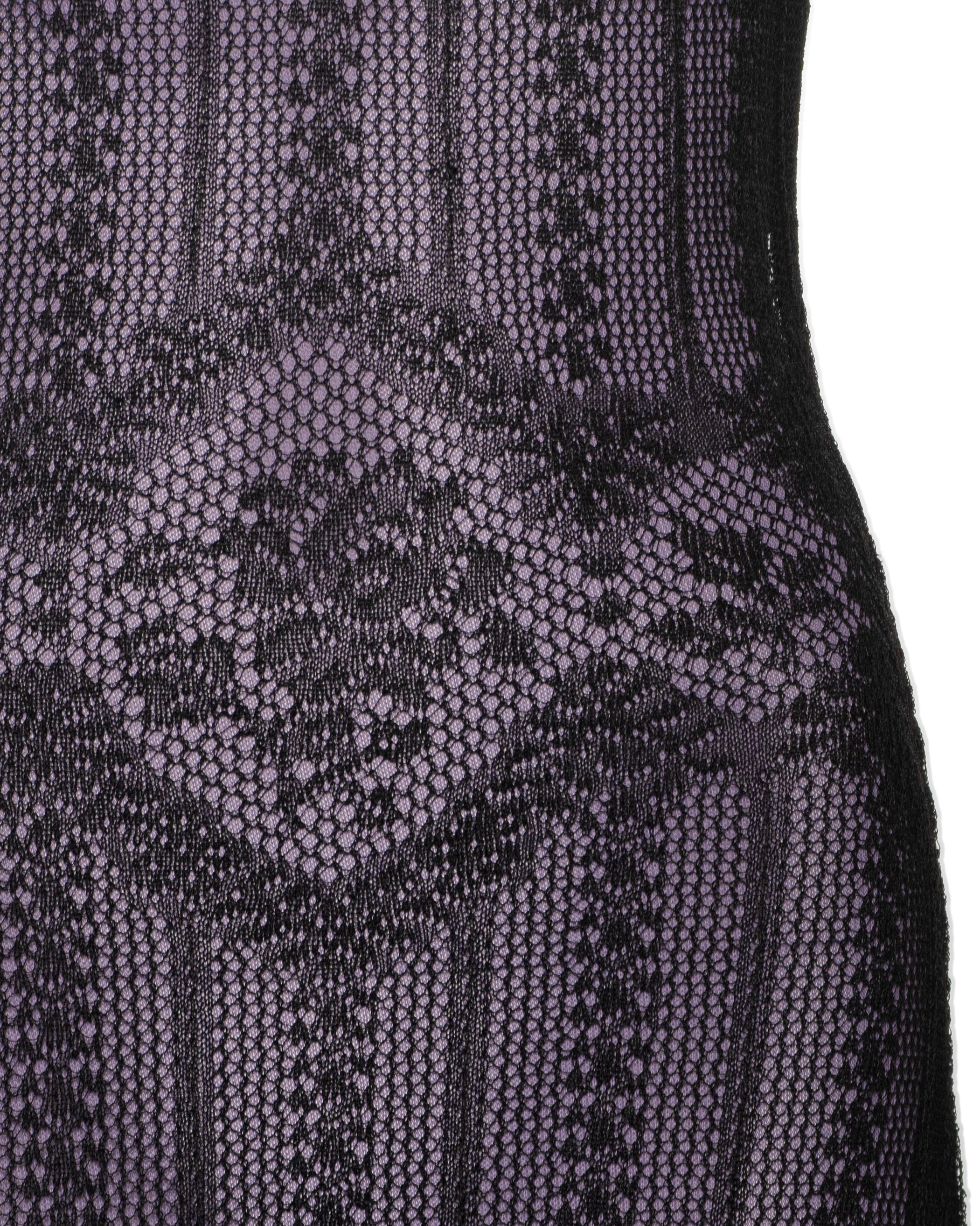 Women's Christian Dior by John Galliano Black and Lavender Knit Lace Maxi Dress, FW 1998