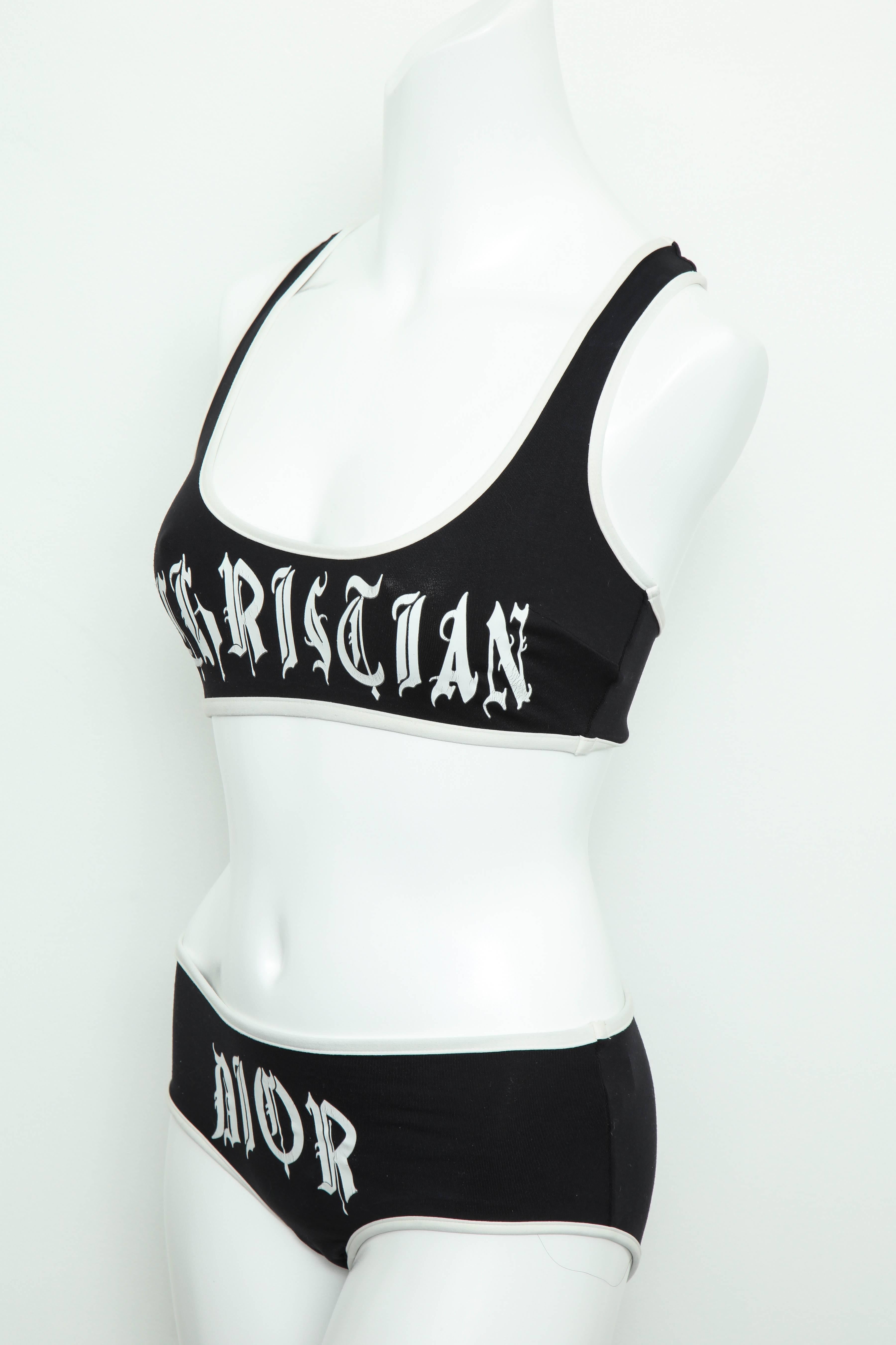 Very rare Christian Dior by John Galliano black and white bikini. French size 38