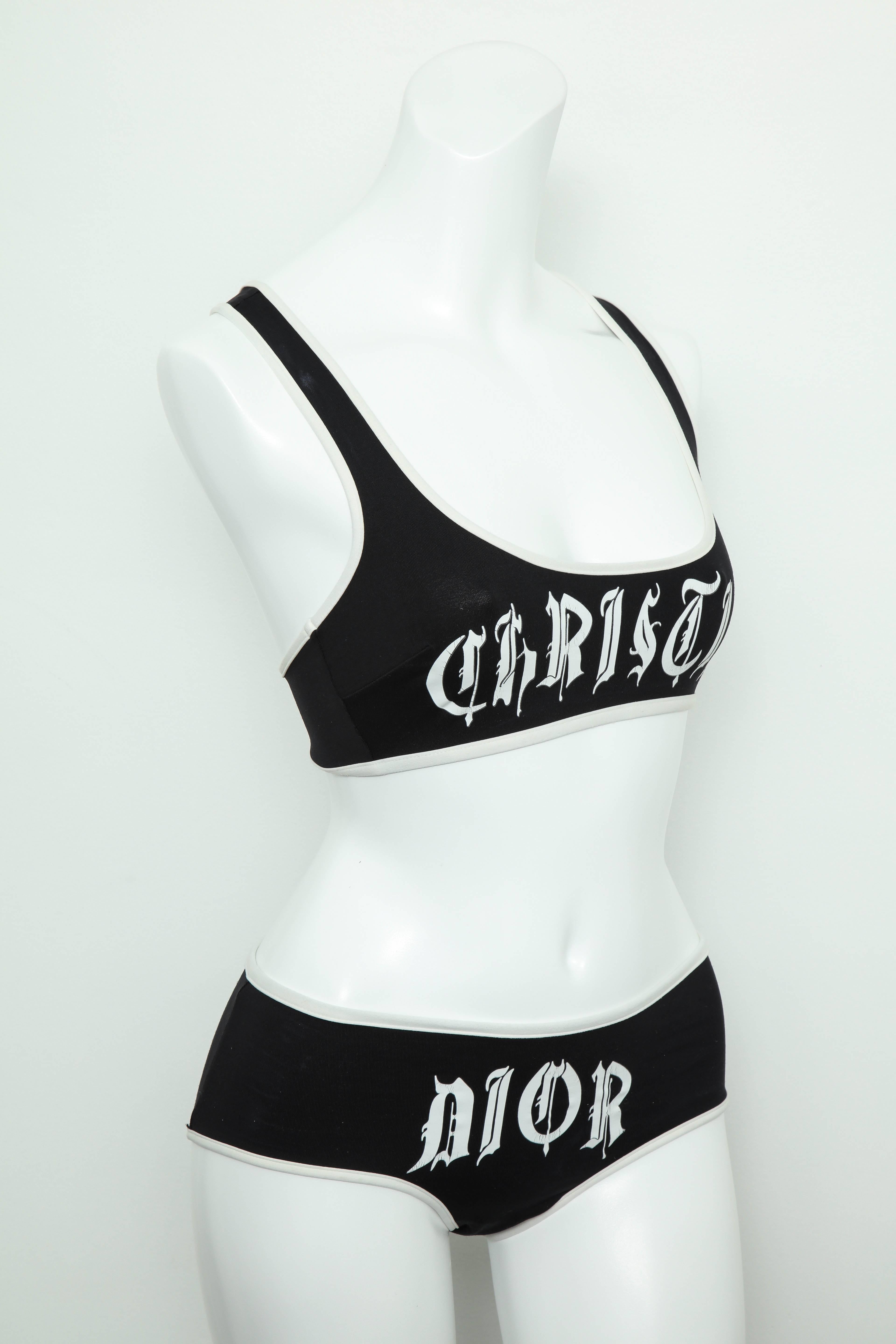 Christian Dior by John Galliano Black and White Bikini  In Excellent Condition For Sale In Chicago, IL