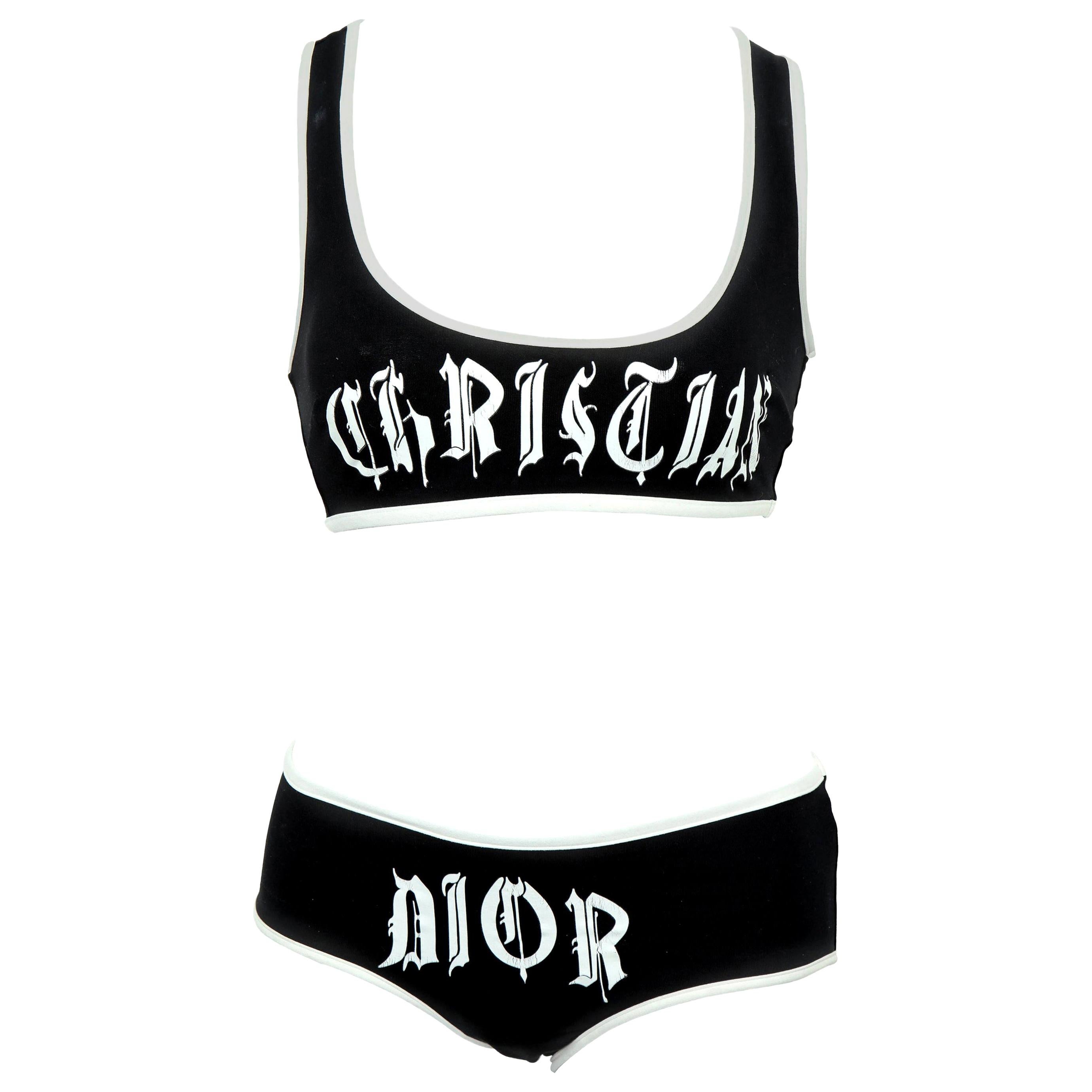 Christian Dior by John Galliano Black and White Bikini  For Sale