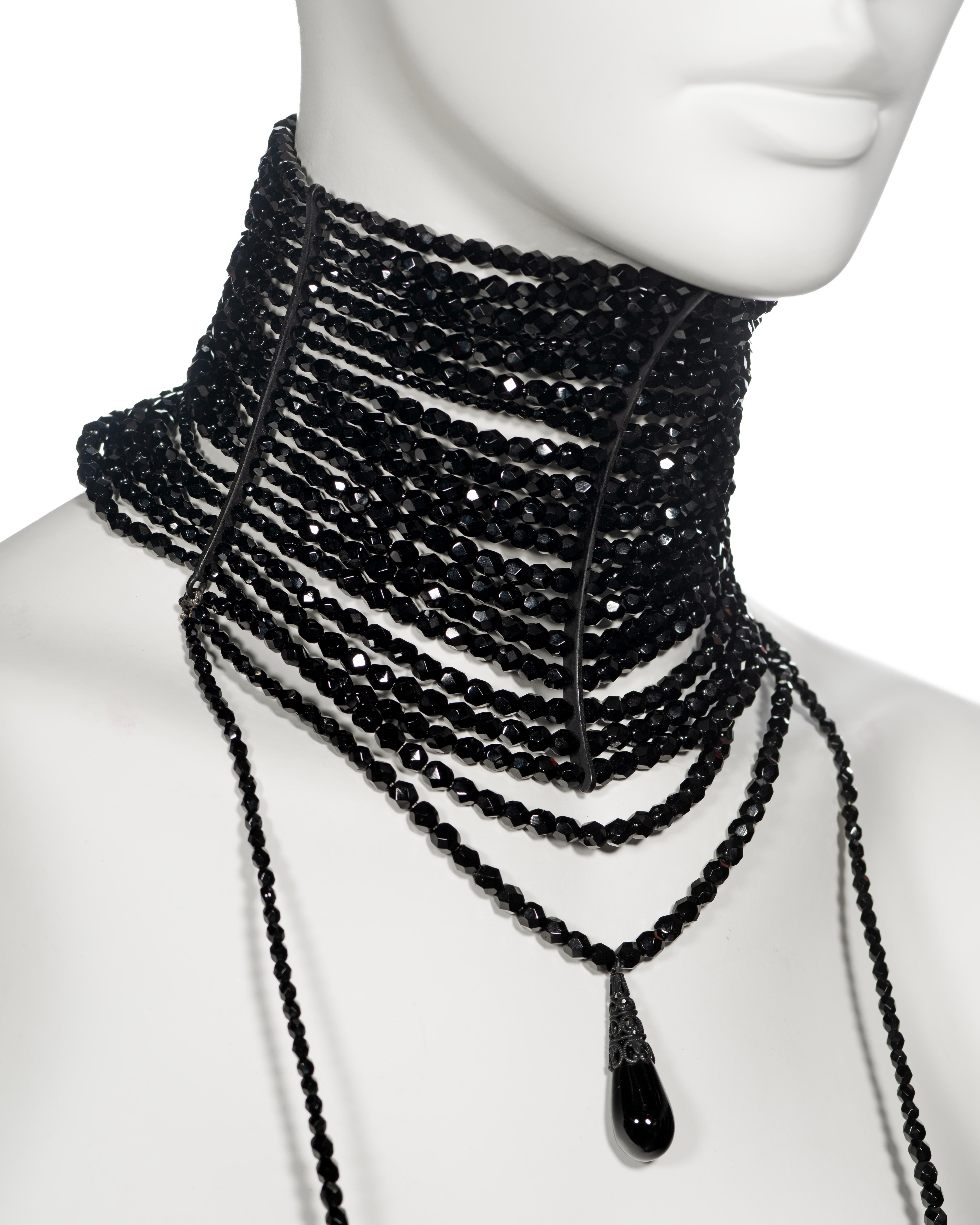 Christian Dior by John Galliano black beaded Masai choker necklace, ss 1999 For Sale 6