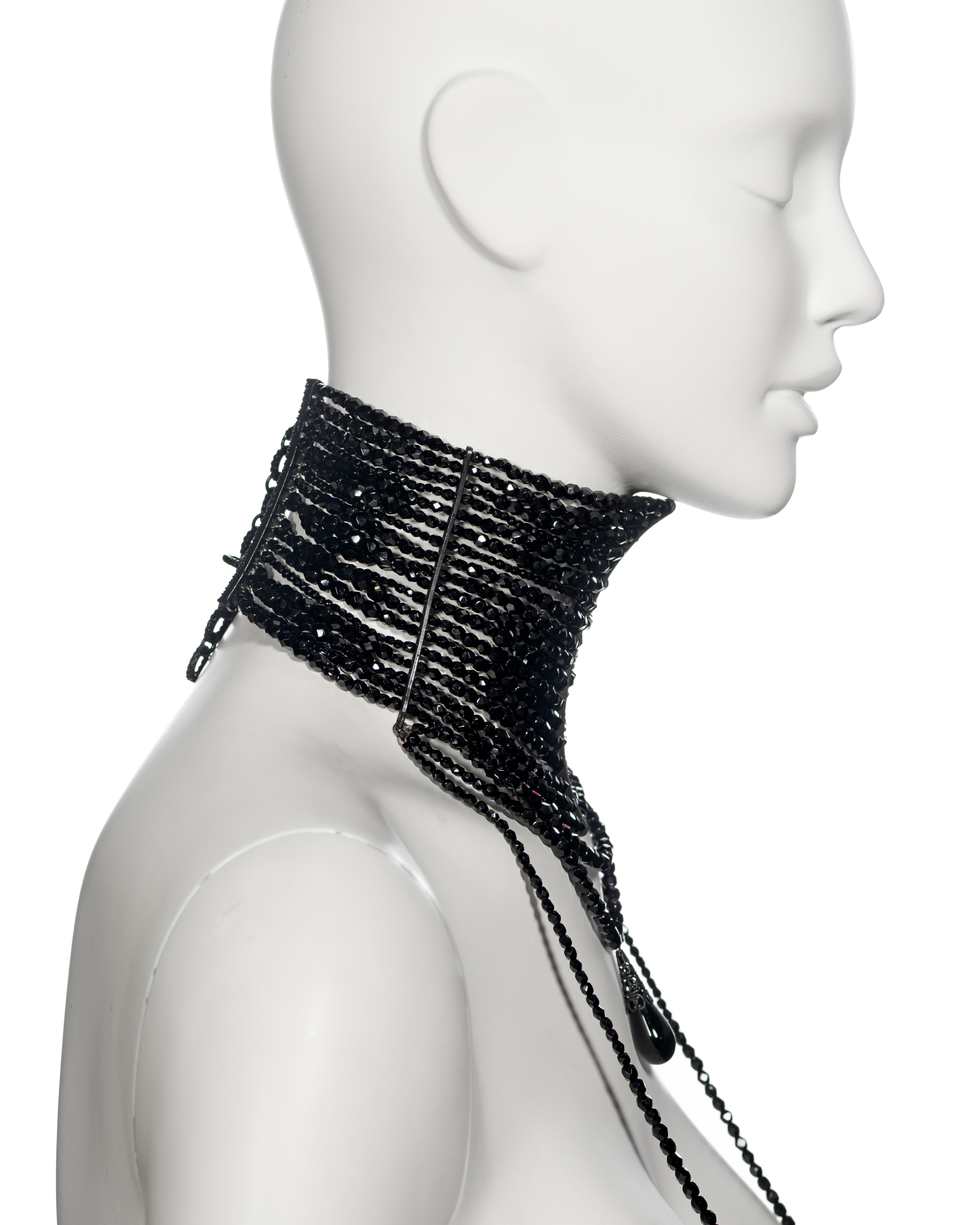 Christian Dior by John Galliano black beaded Masai choker necklace, ss 1999 For Sale 7