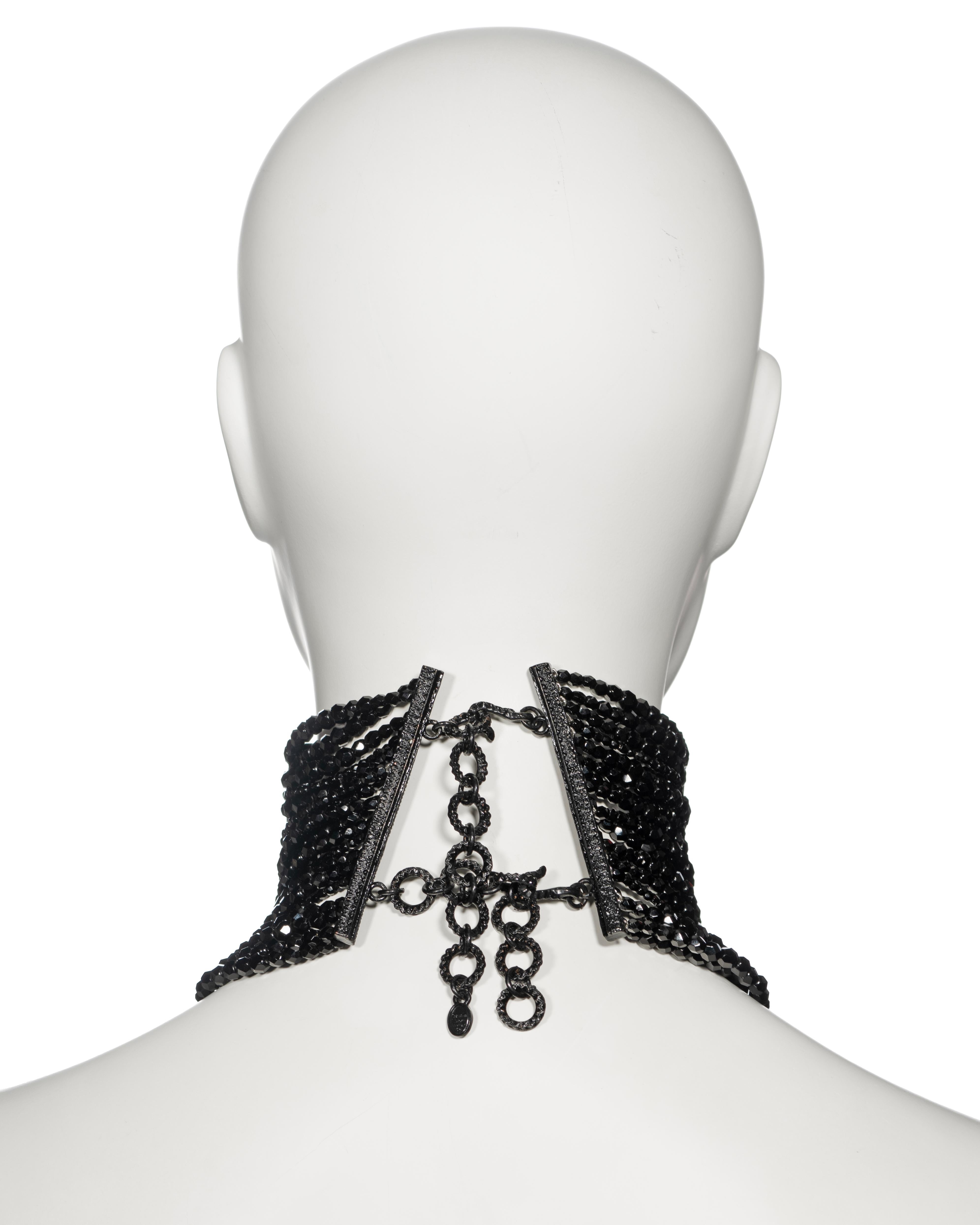 Christian Dior by John Galliano black beaded Masai choker necklace, ss 1999 For Sale 9