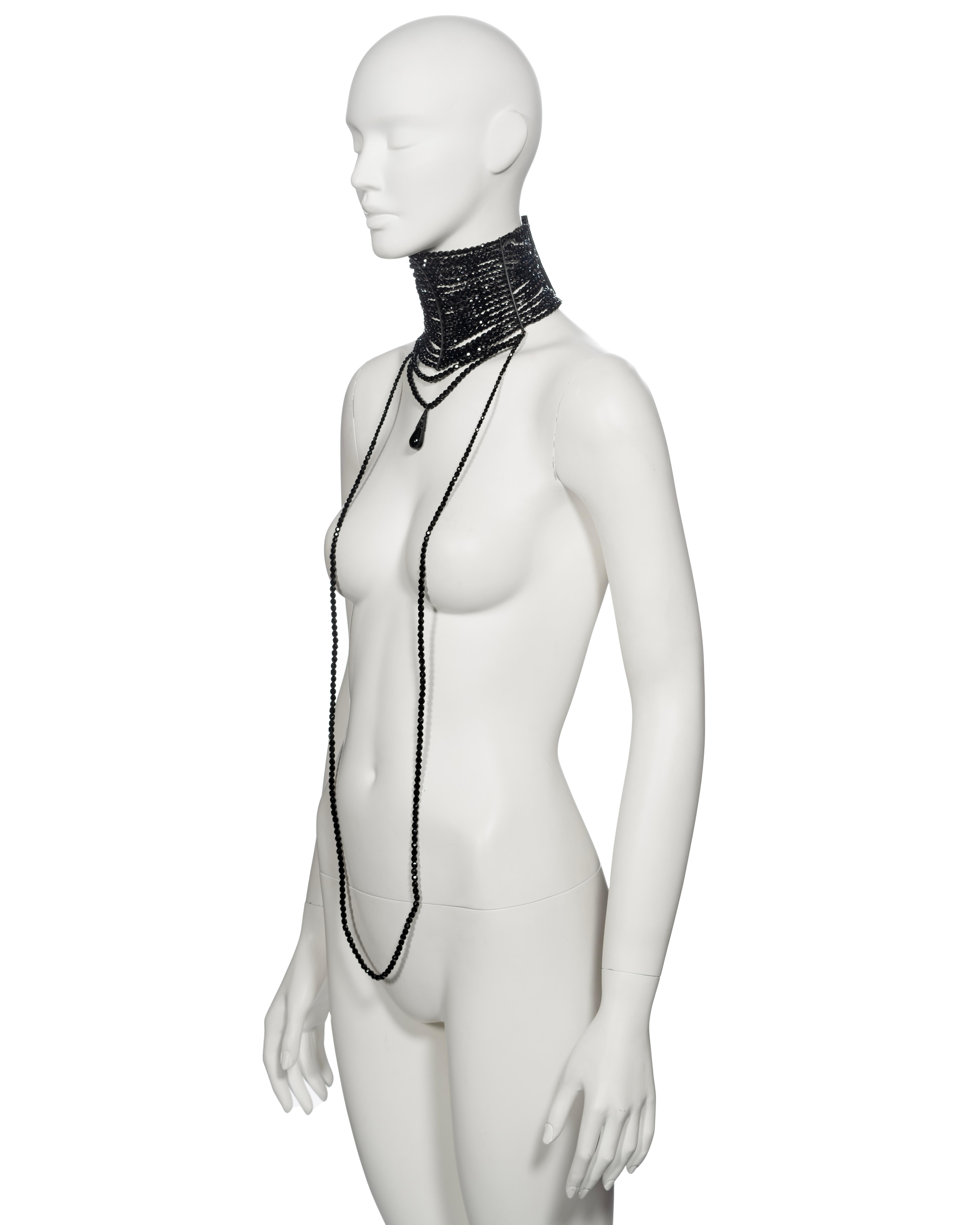 Christian Dior by John Galliano black beaded Masai choker necklace, ss 1999 For Sale 10