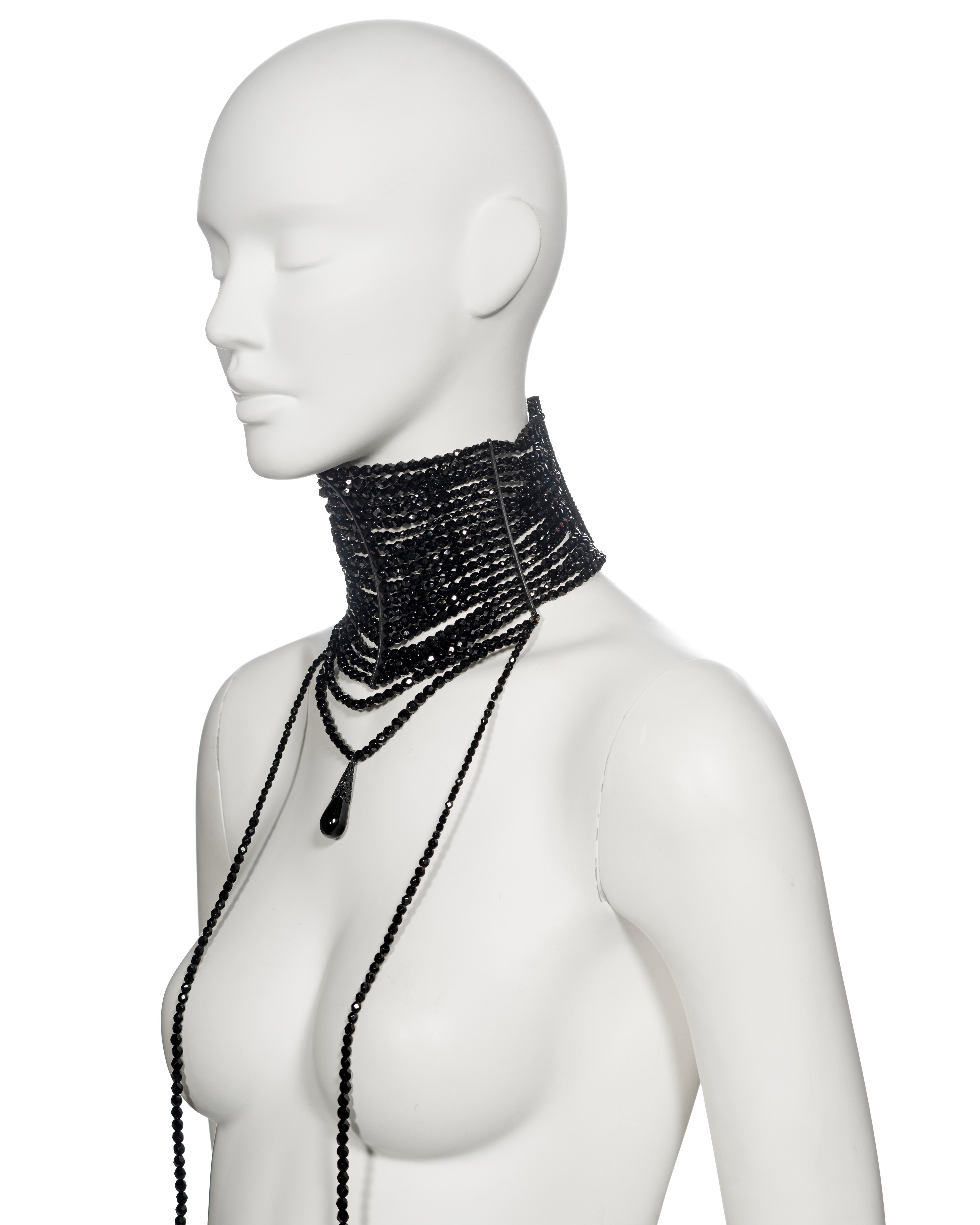 Christian Dior by John Galliano black beaded Masai choker necklace, ss 1999 For Sale 11