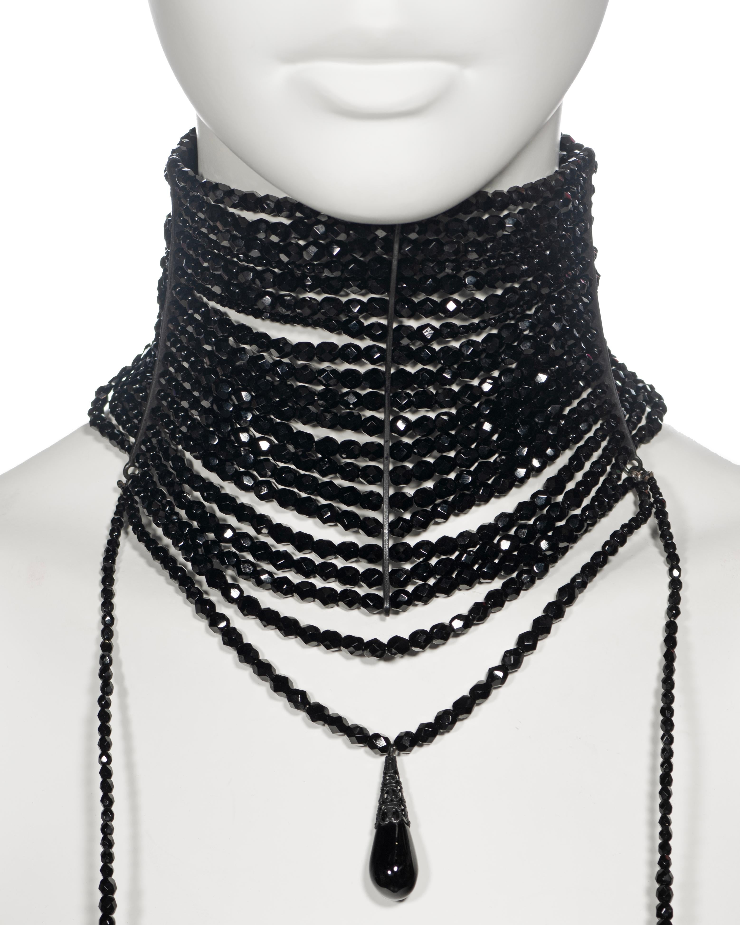 Christian Dior by John Galliano black beaded Masai choker necklace, ss 1999 In Excellent Condition For Sale In London, GB