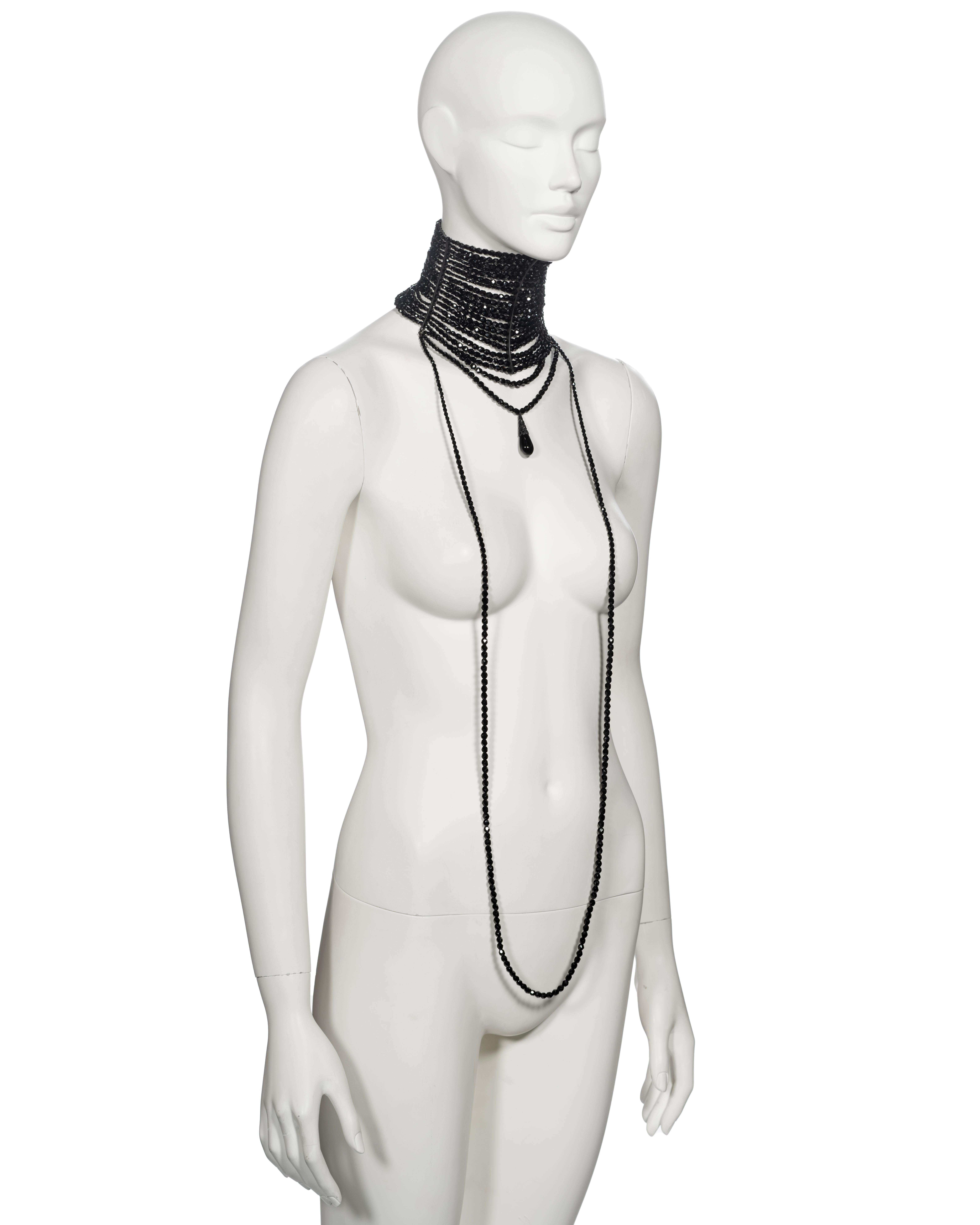 Christian Dior by John Galliano black beaded Masai choker necklace, ss 1999 For Sale 4