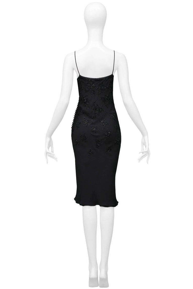 Christian Dior By John Galliano Black Beaded Silk Mid Length Dress