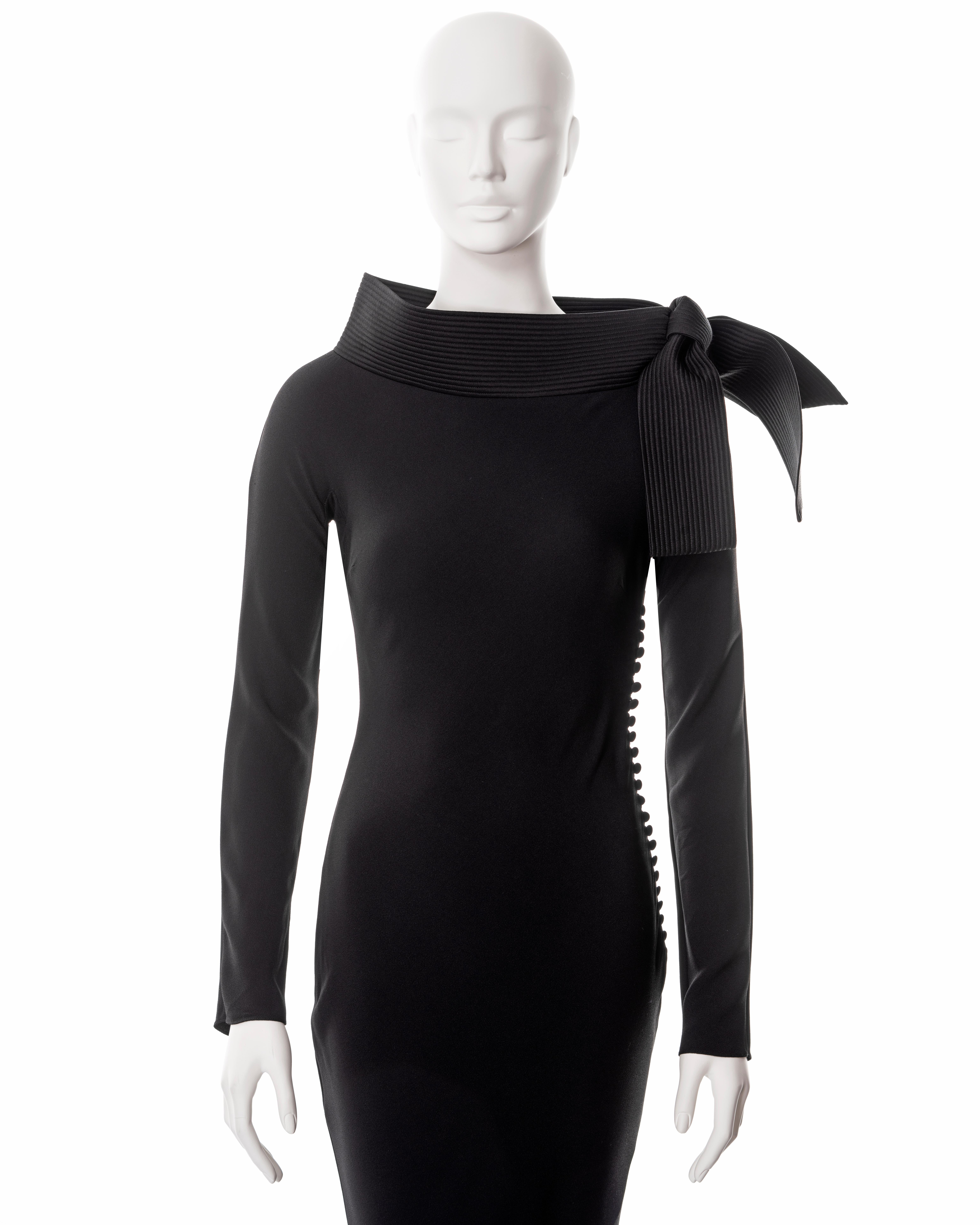 Women's Christian Dior by John Galliano black bias cut crêpe evening dress, fw 1999 For Sale
