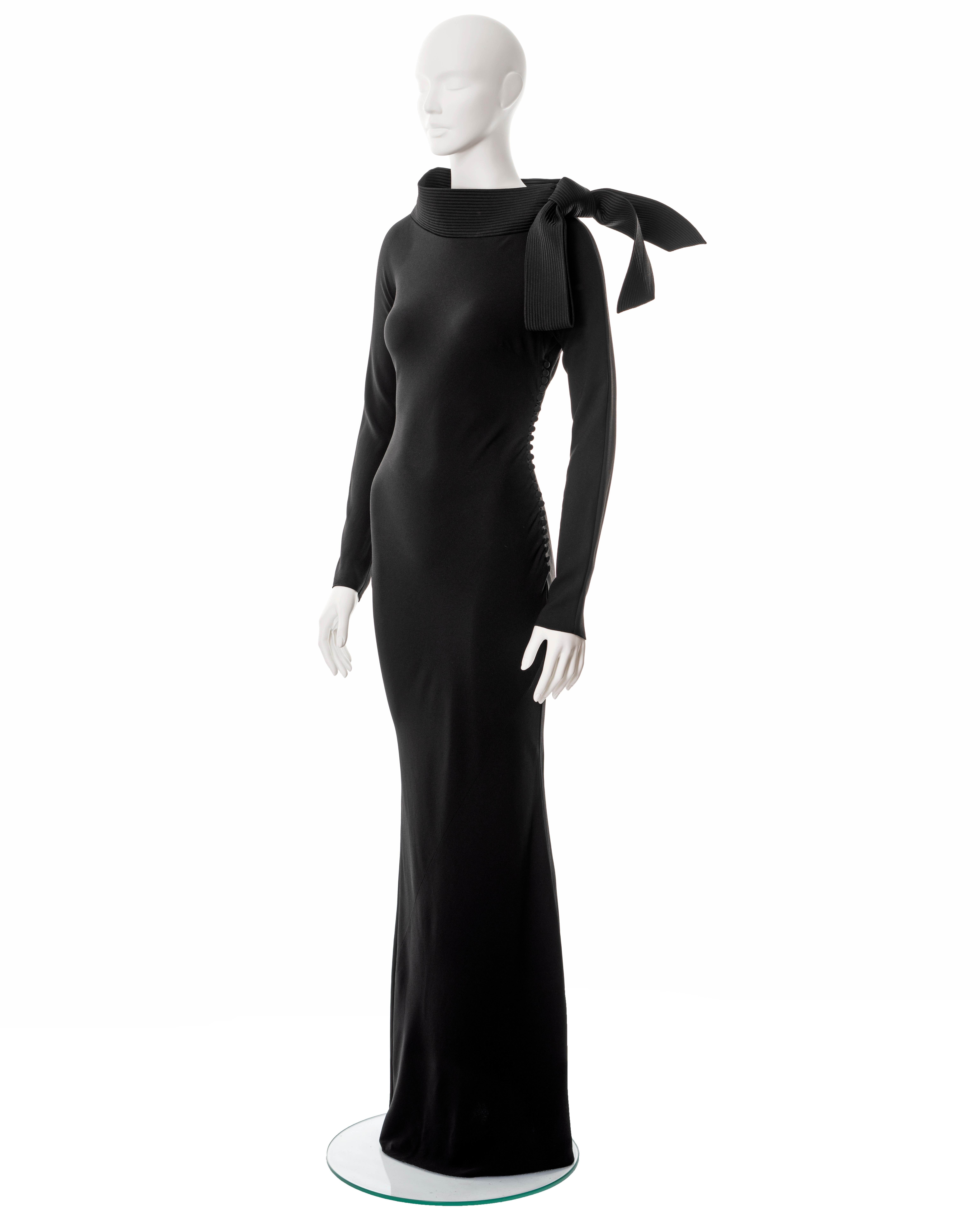 Christian Dior by John Galliano black bias cut crêpe evening dress, fw 1999 For Sale 2