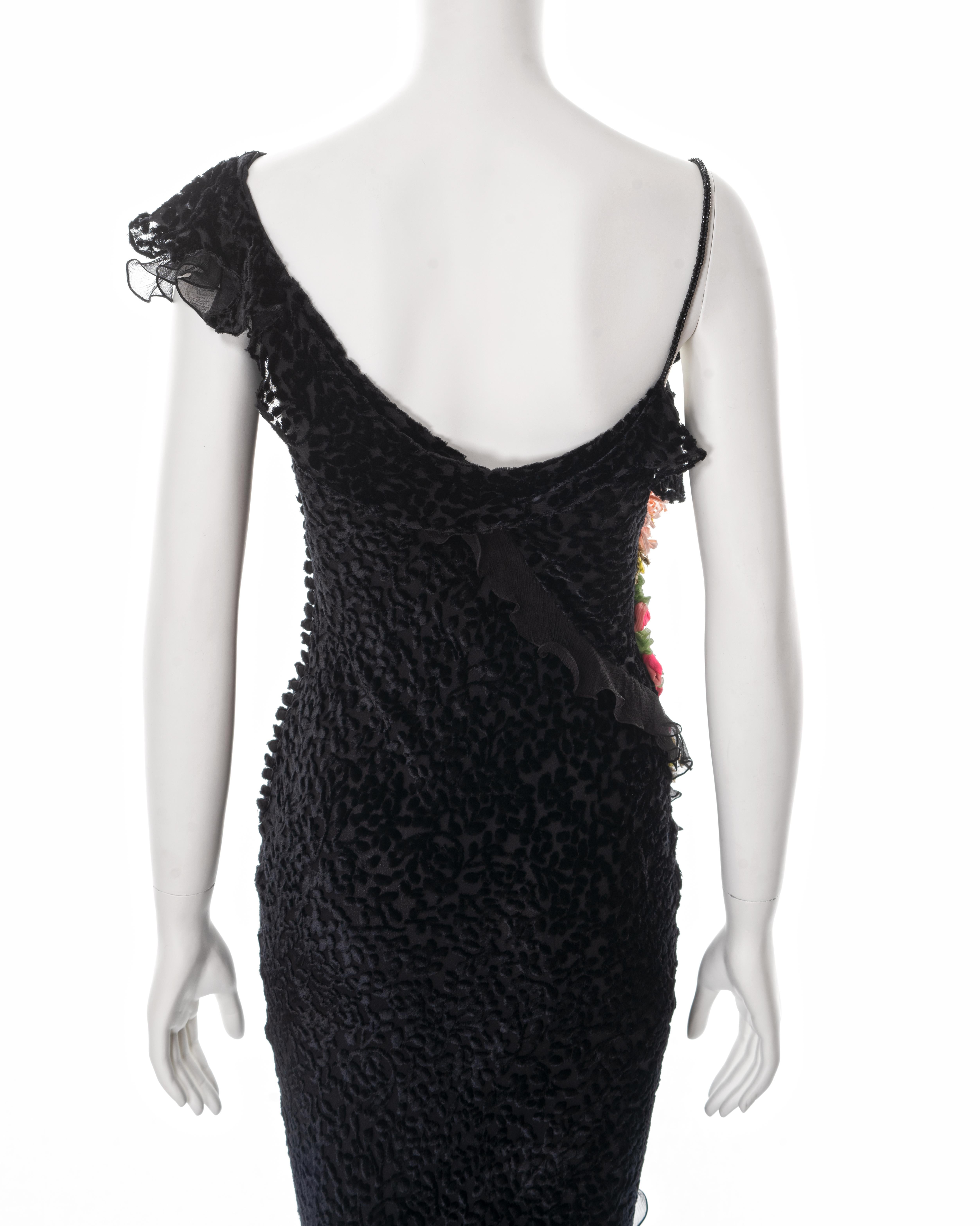 Christian Dior by John Galliano black bias-cut devoré evening dress, fw 2002 6