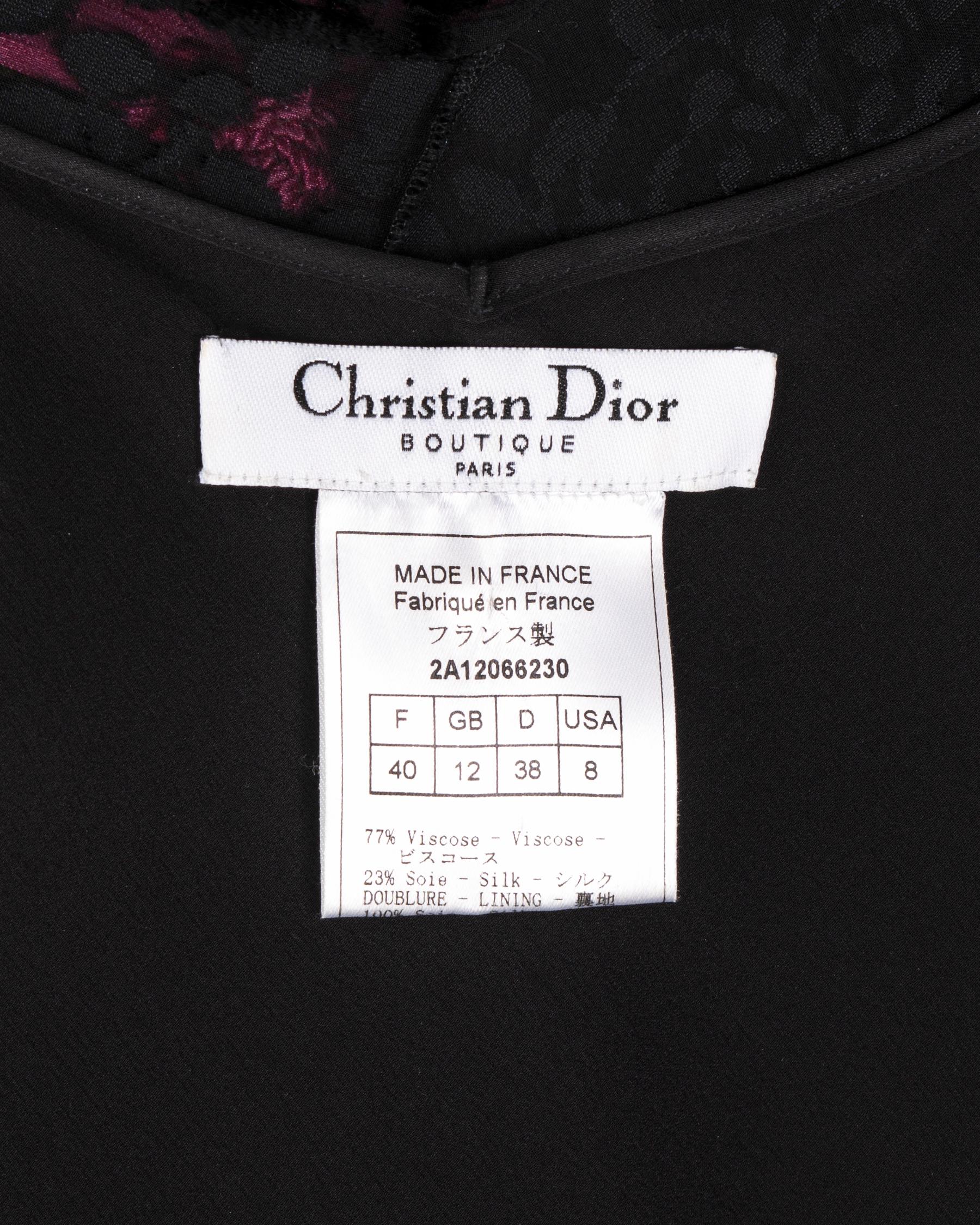 Christian Dior by John Galliano black bias-cut devoré evening dress, fw 2002 8