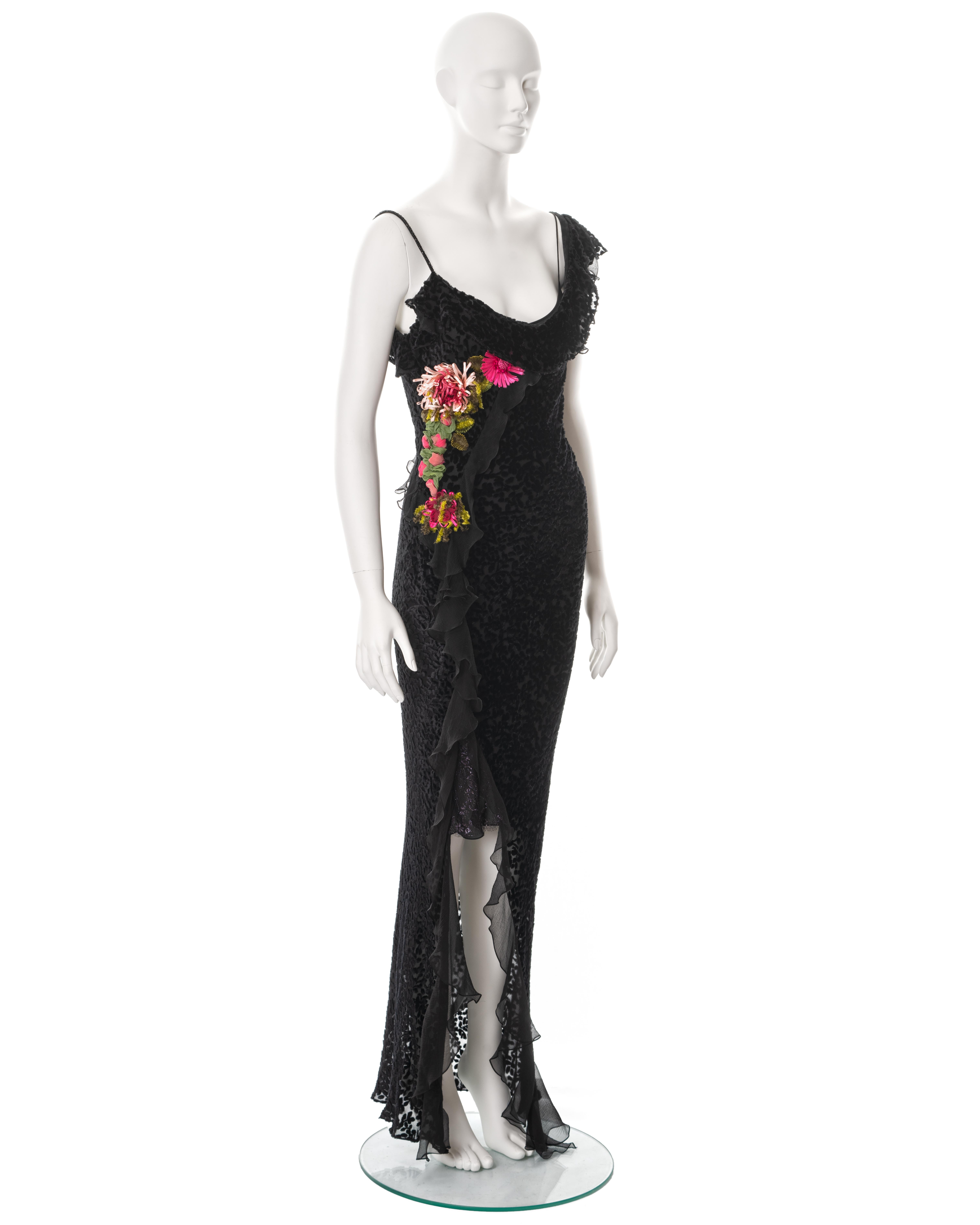 Christian Dior by John Galliano black bias-cut devoré evening dress, fw 2002 In Excellent Condition In London, GB