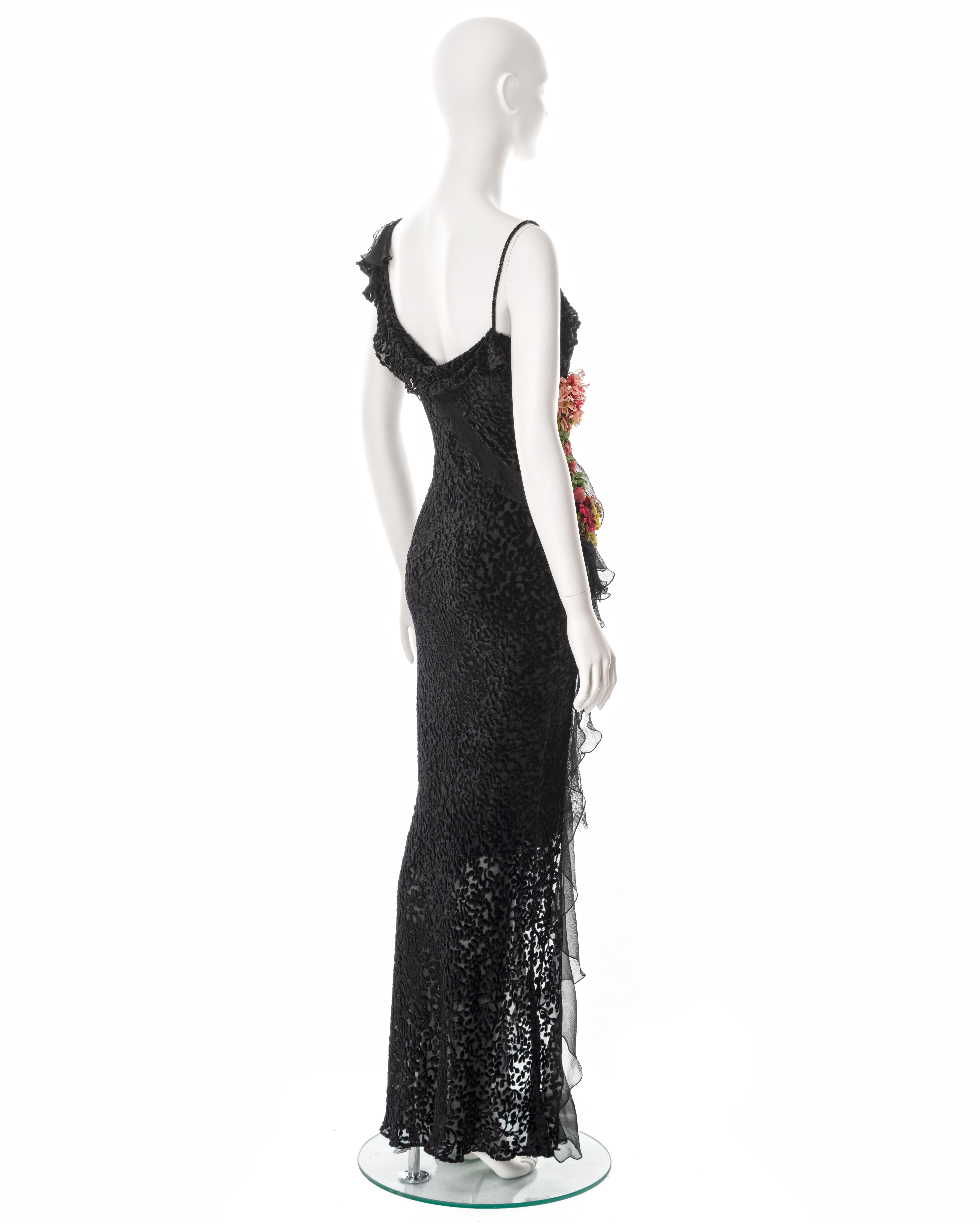 Christian Dior by John Galliano black bias-cut devoré evening dress, fw 2002 4