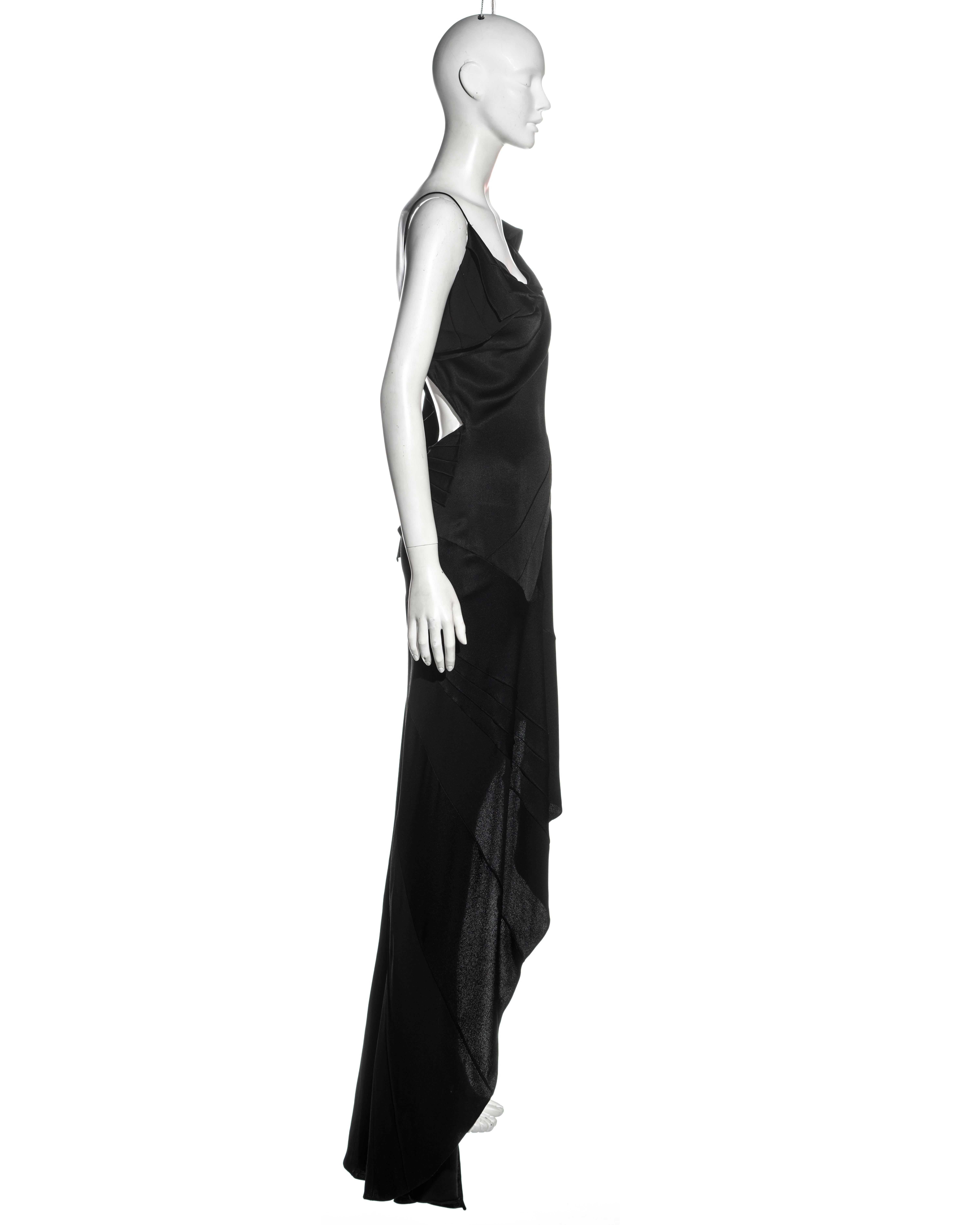 Christian Dior by John Galliano black bias cut evening dress with train, fw 2000 2