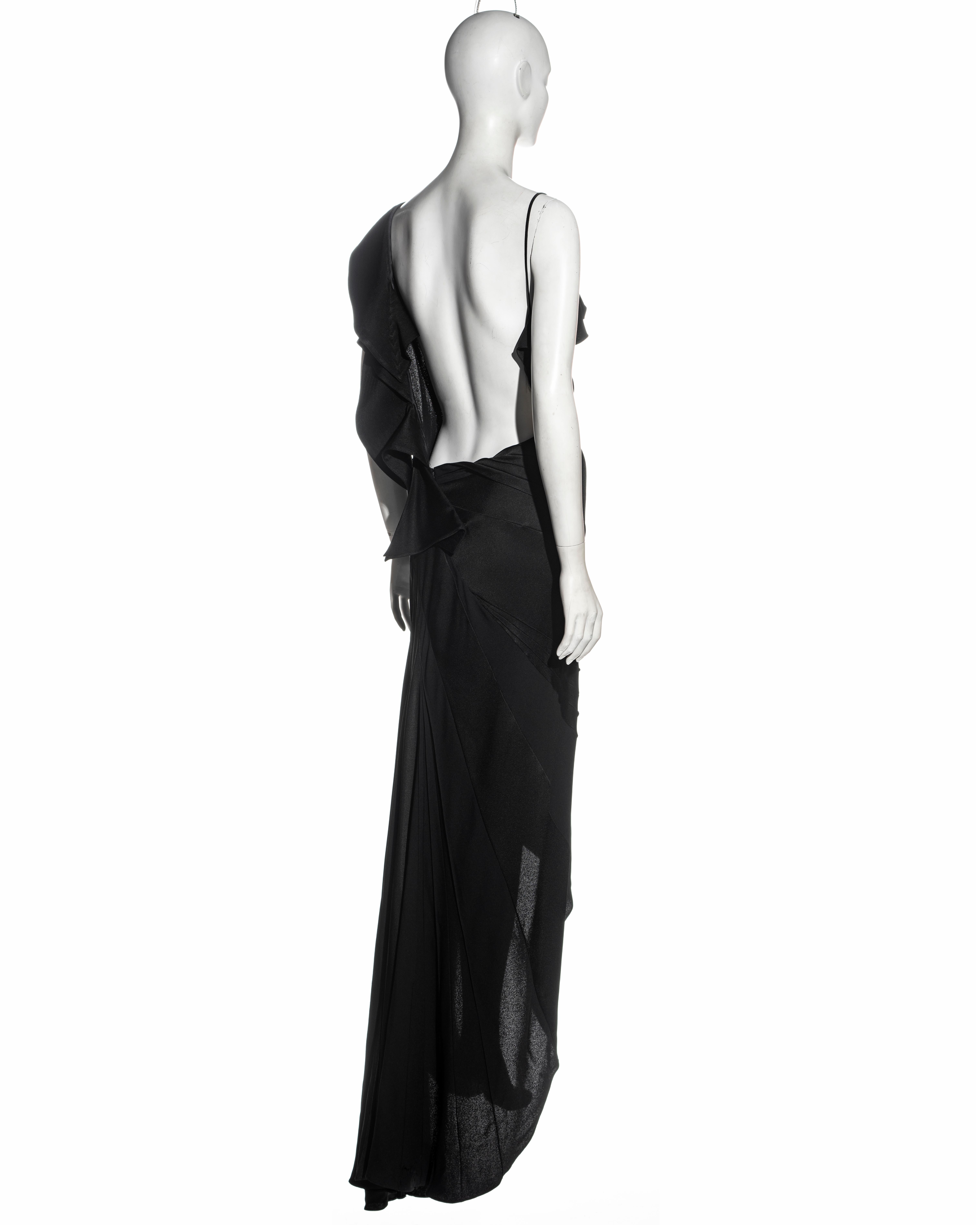 Christian Dior by John Galliano black bias cut evening dress with train, fw 2000 6