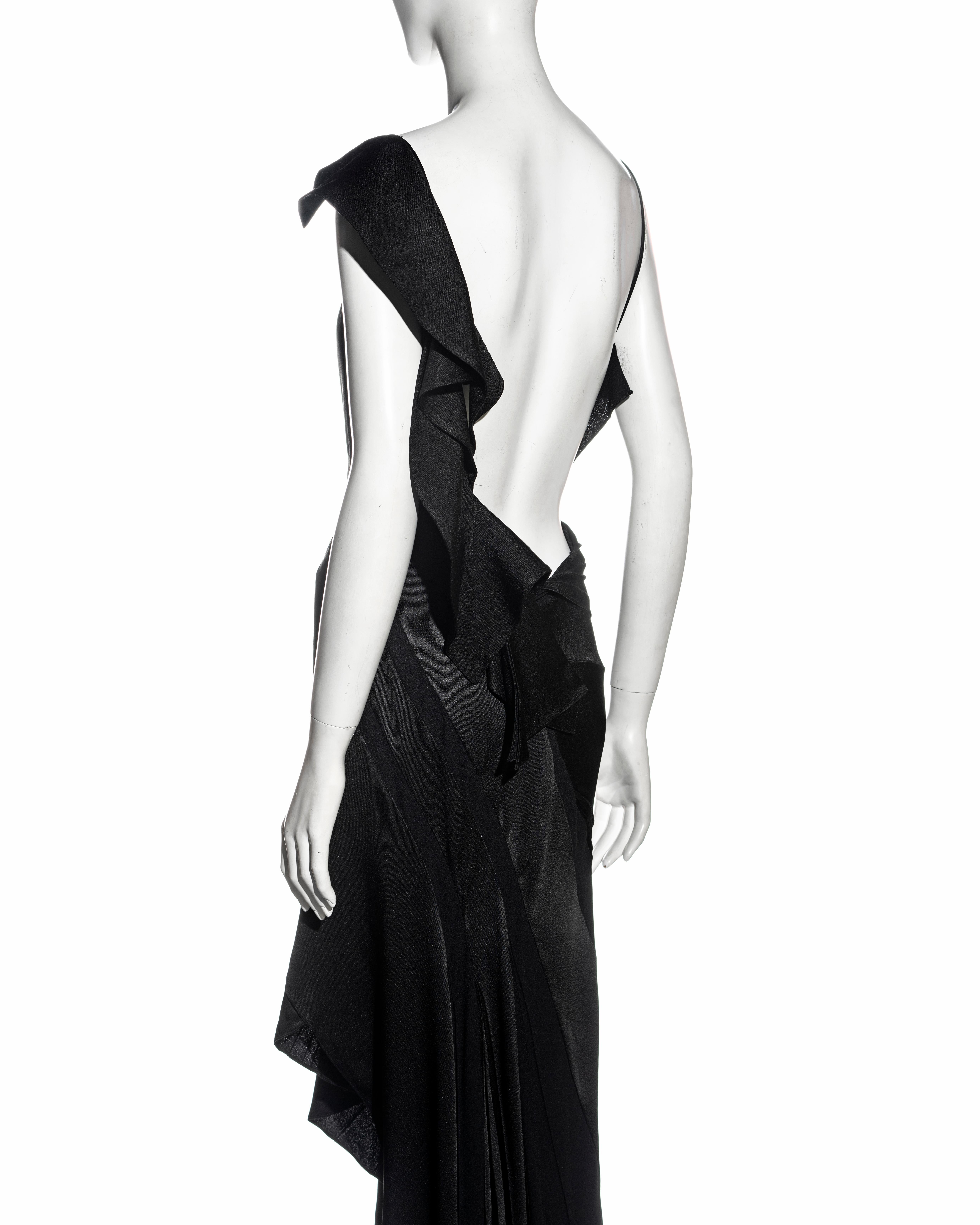 Christian Dior by John Galliano black bias cut evening dress with train, fw 2000 7