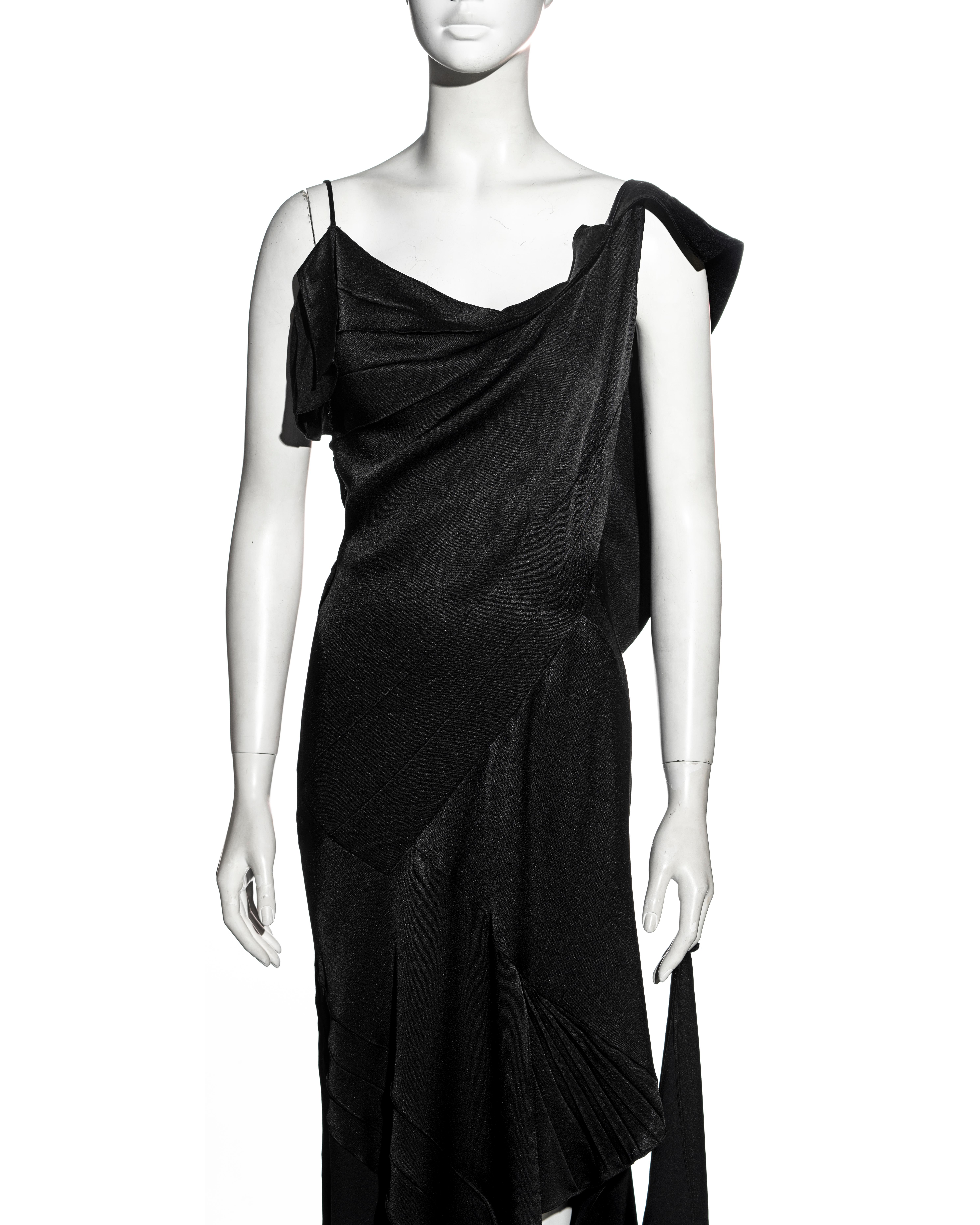 Black Christian Dior by John Galliano black bias cut evening dress with train, fw 2000