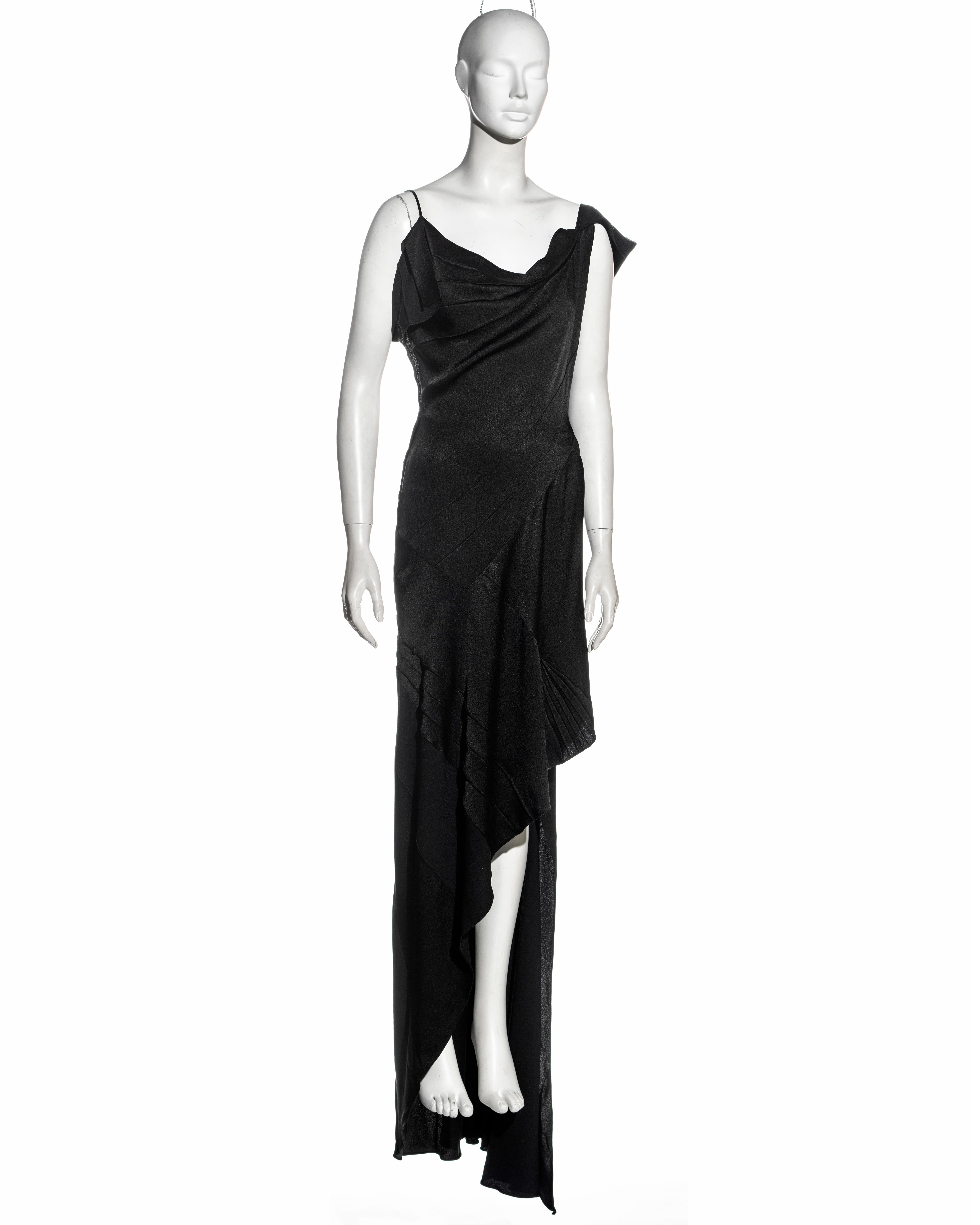 Christian Dior by John Galliano black bias cut evening dress with train, fw 2000 1