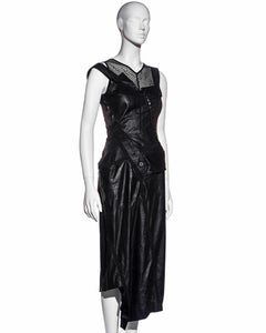 Christian Dior by John Galliano black bias-cut leather dress and vest, ss 2000