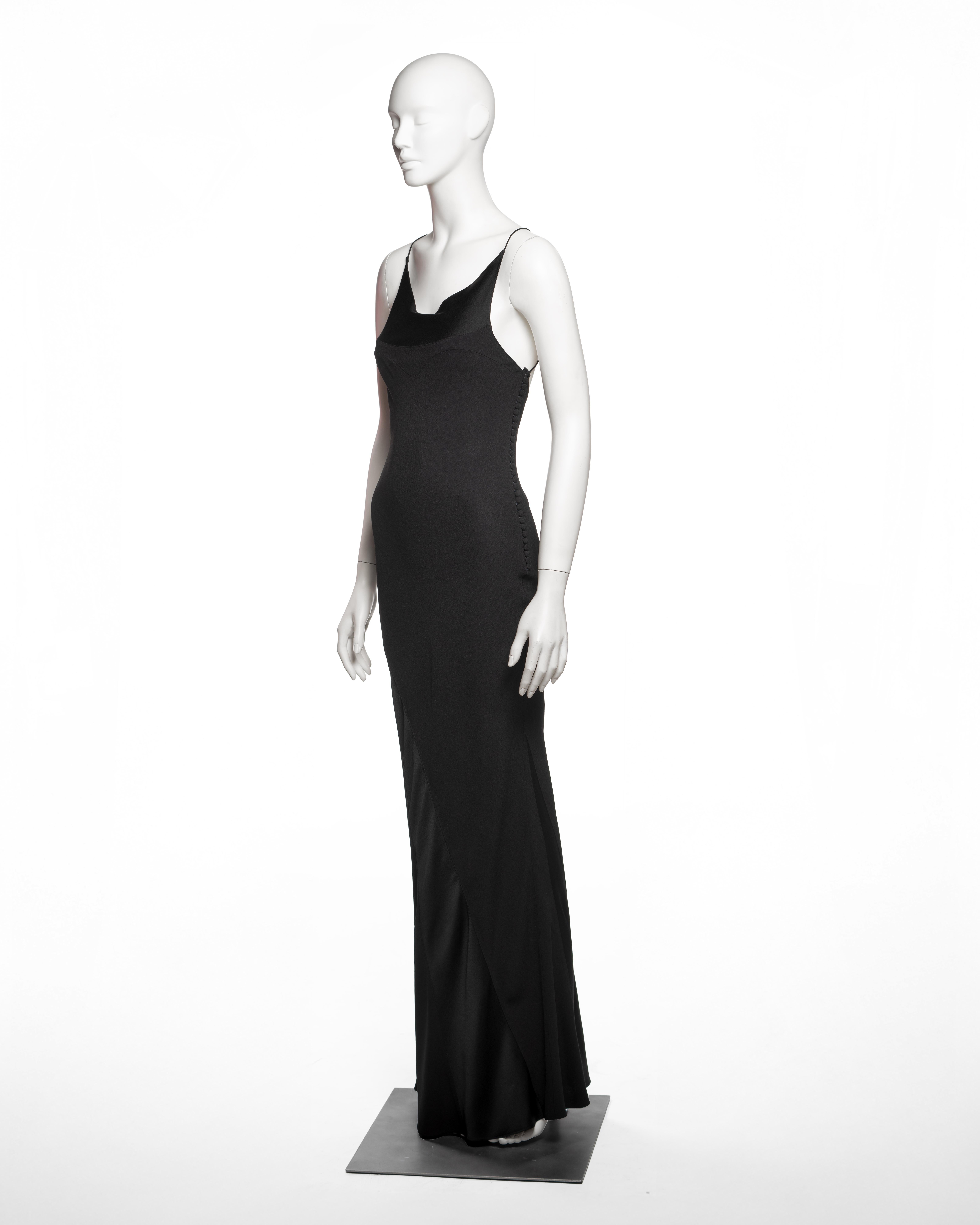 Christian Dior by John Galliano Black Black Bias-Cut Satin-Backed Crepe Dress, 2007 en vente 6