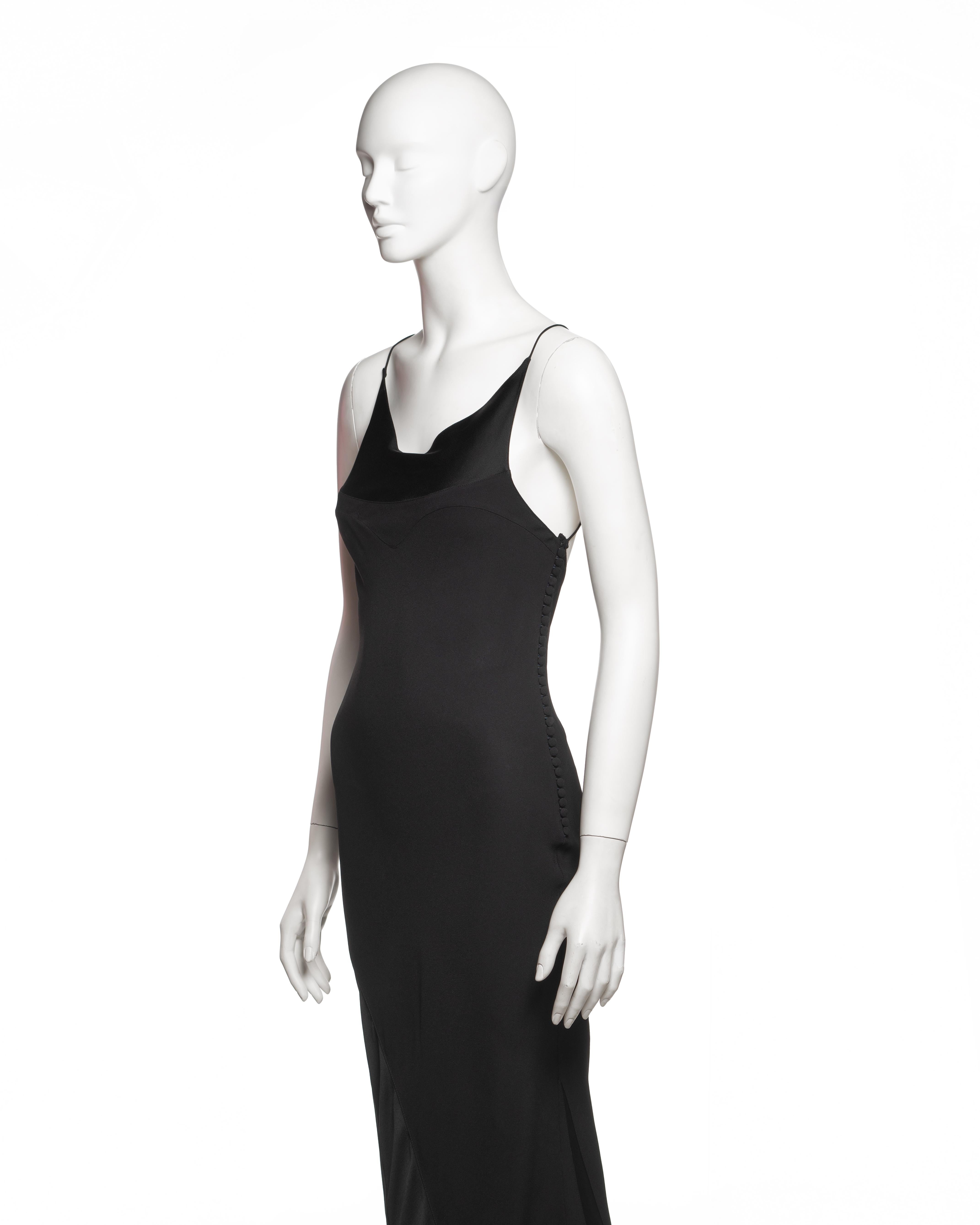 Christian Dior by John Galliano Black Black Bias-Cut Satin-Backed Crepe Dress, 2007 en vente 7