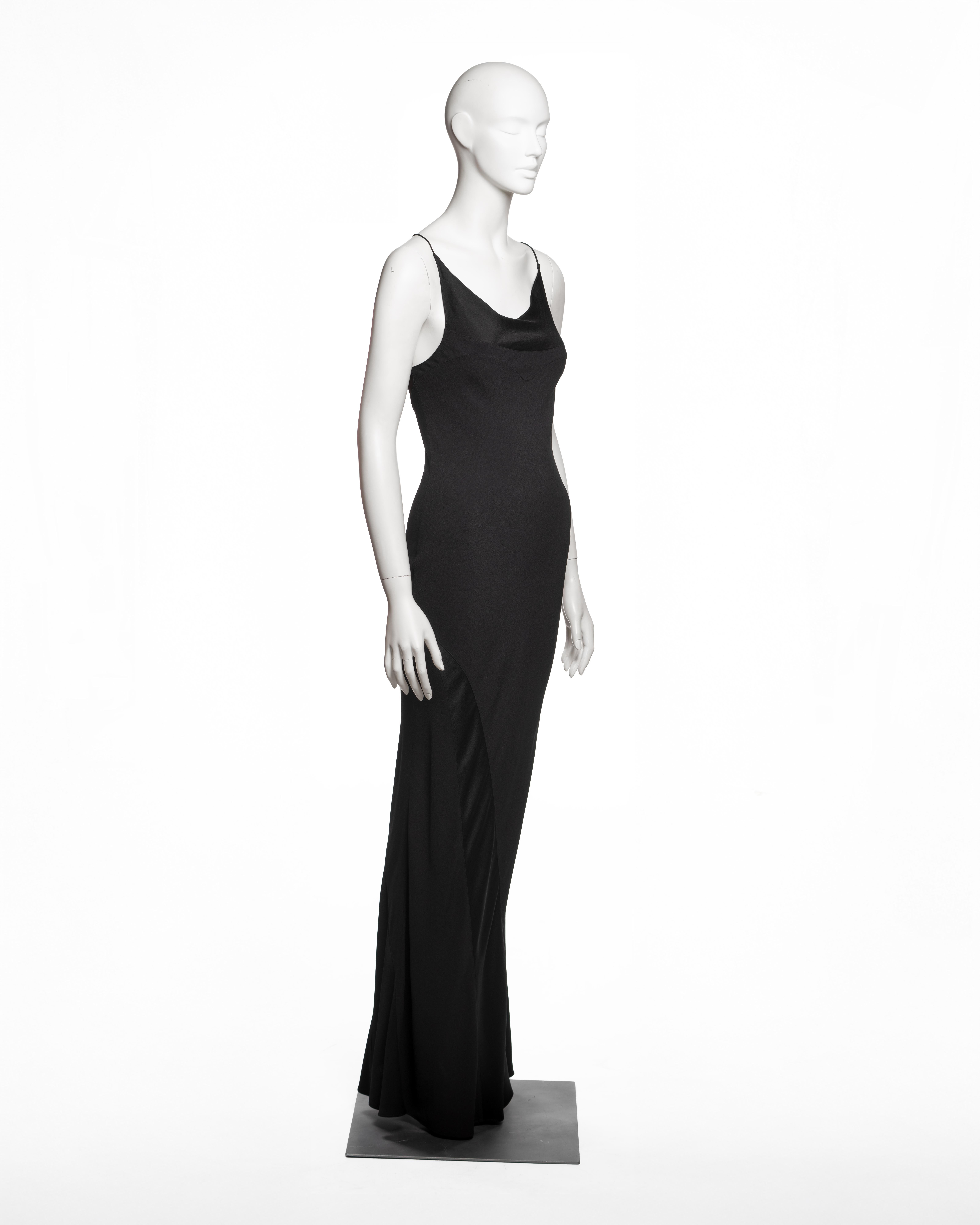 Christian Dior by John Galliano Black Black Bias-Cut Satin-Backed Crepe Dress, 2007 Excellent état - En vente à London, GB