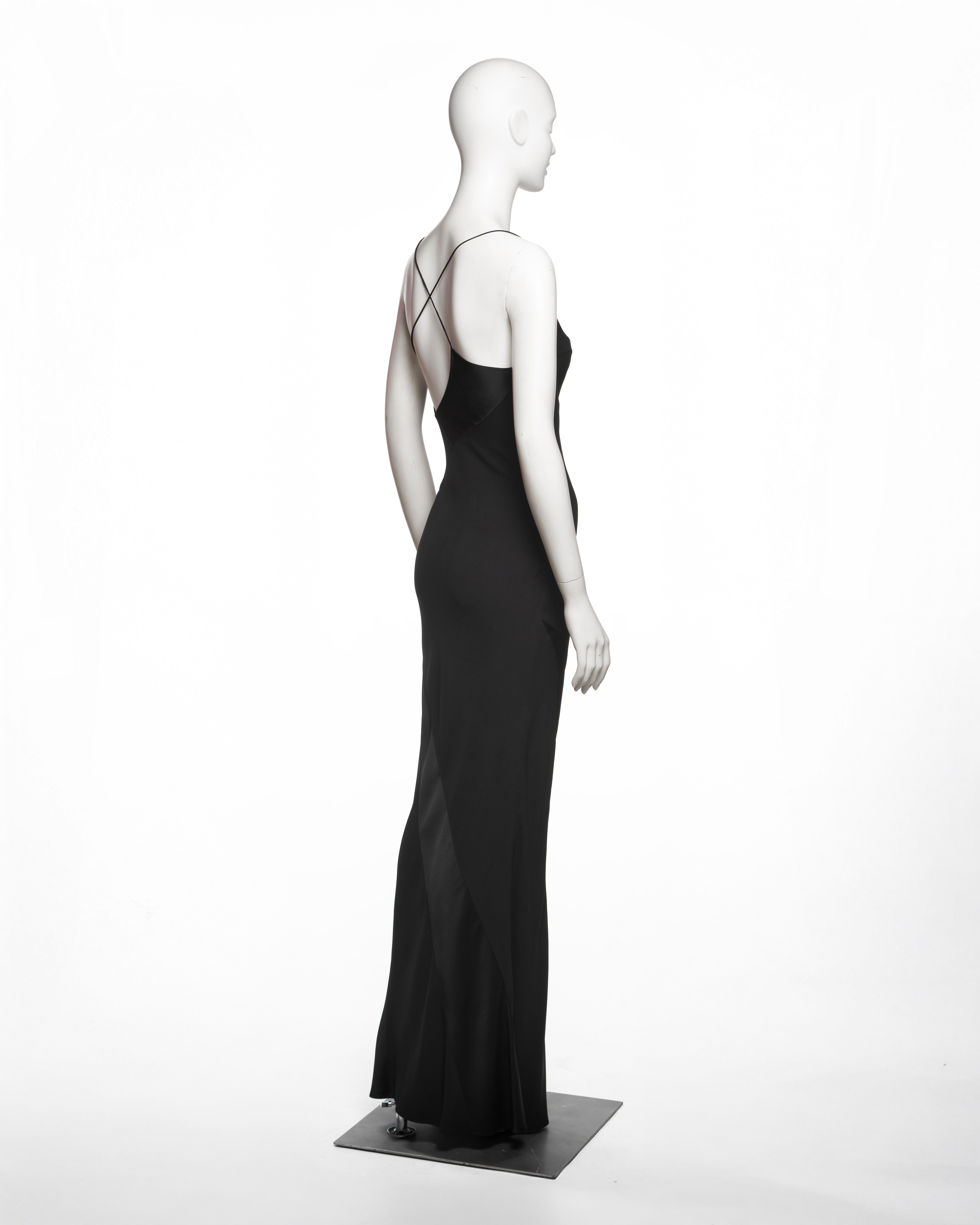 Christian Dior by John Galliano Black Black Bias-Cut Satin-Backed Crepe Dress, 2007 en vente 1