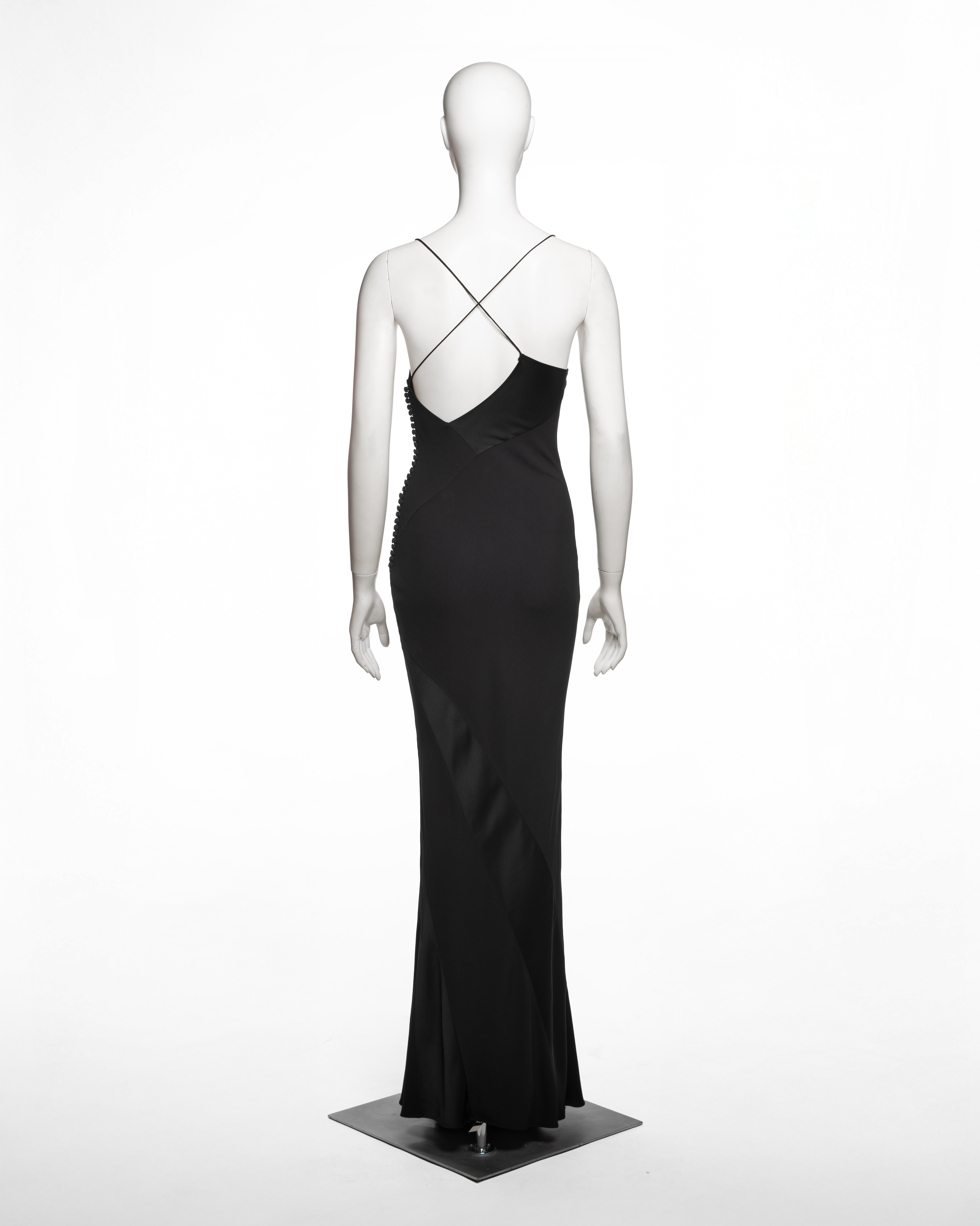 Christian Dior by John Galliano Black Black Bias-Cut Satin-Backed Crepe Dress, 2007 en vente 2